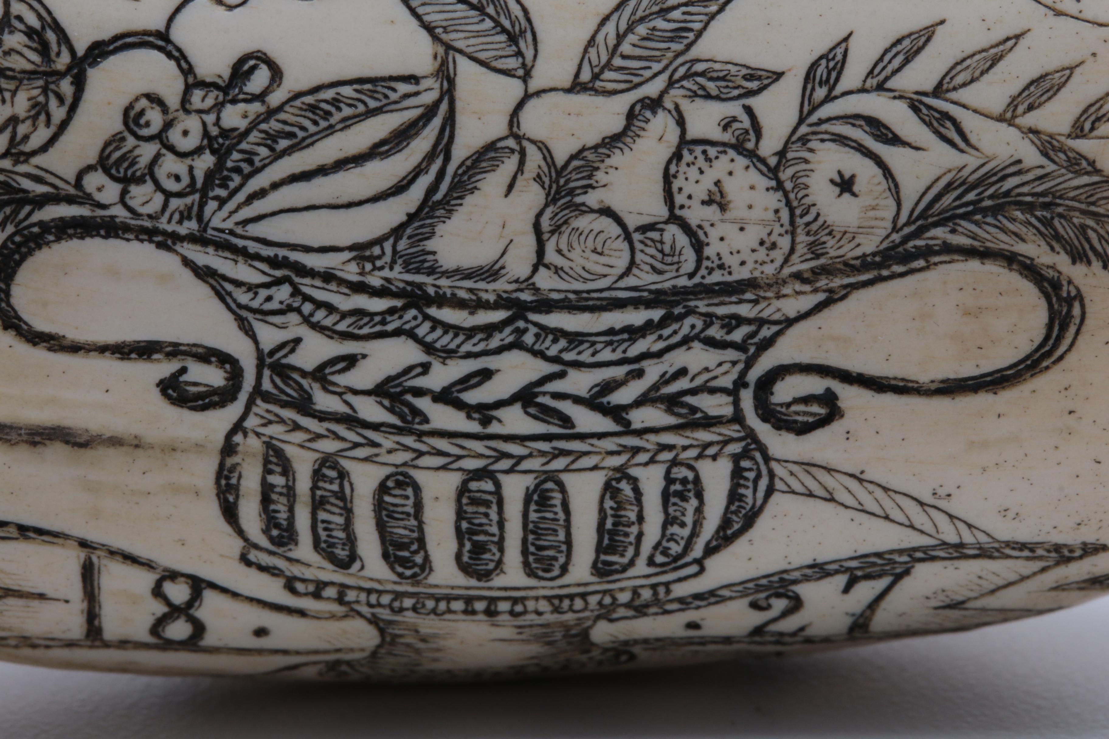 Replica Whale Tooth Scrimshaw on Resin  "Whaler Lion" 1827