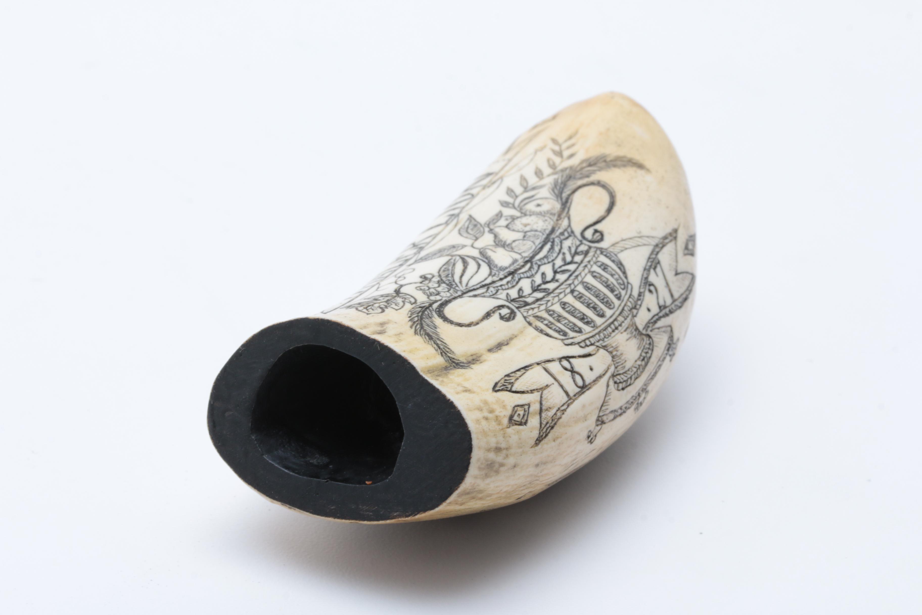 Replica Whale Tooth Scrimshaw on Resin  "Whaler Lion" 1827