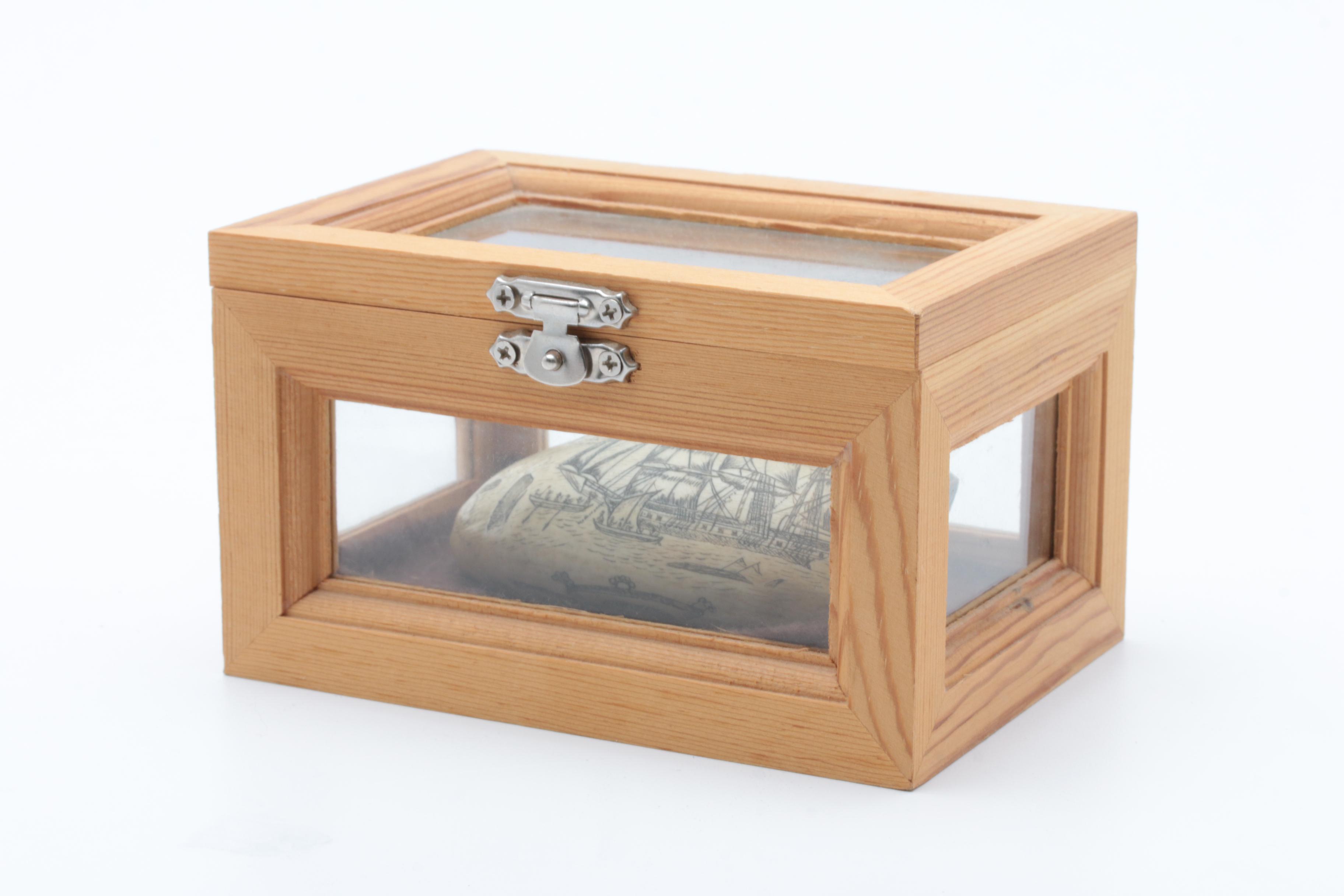 Replica Whale Tooth Scrimshaw on Resin  "Whaler Lion" 1827