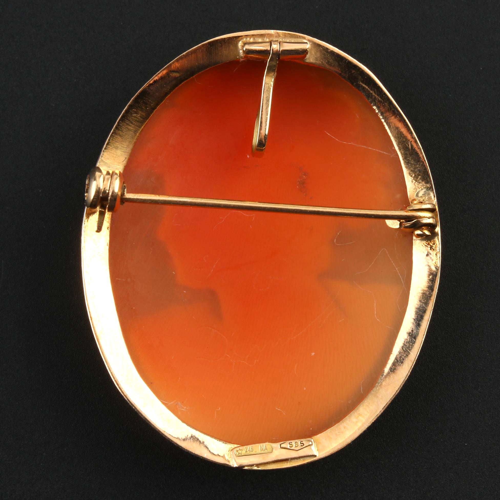 1930s 14K Yellow Gold Carved Shell Cameo Converter Brooch