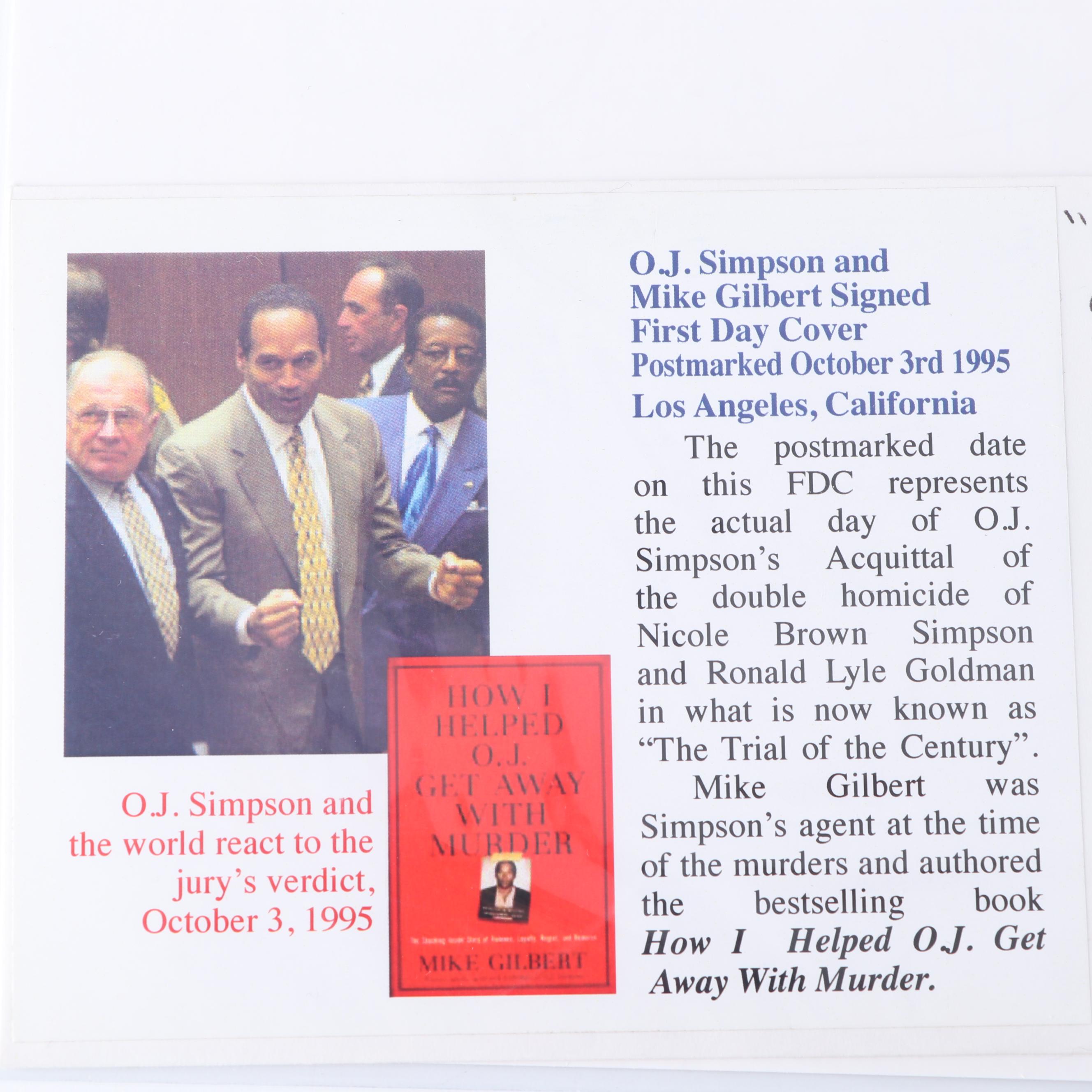 O.J. Simpson & Mike Gilbert Signed 1995 First Day Cover