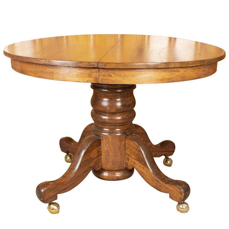 American Oak Round Breakfast Table, Early 20th Century