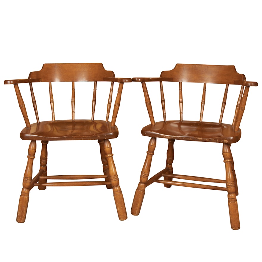 Pair of Maple "Duxbury" Armchairs by Temple Stuart, Late 20th Century