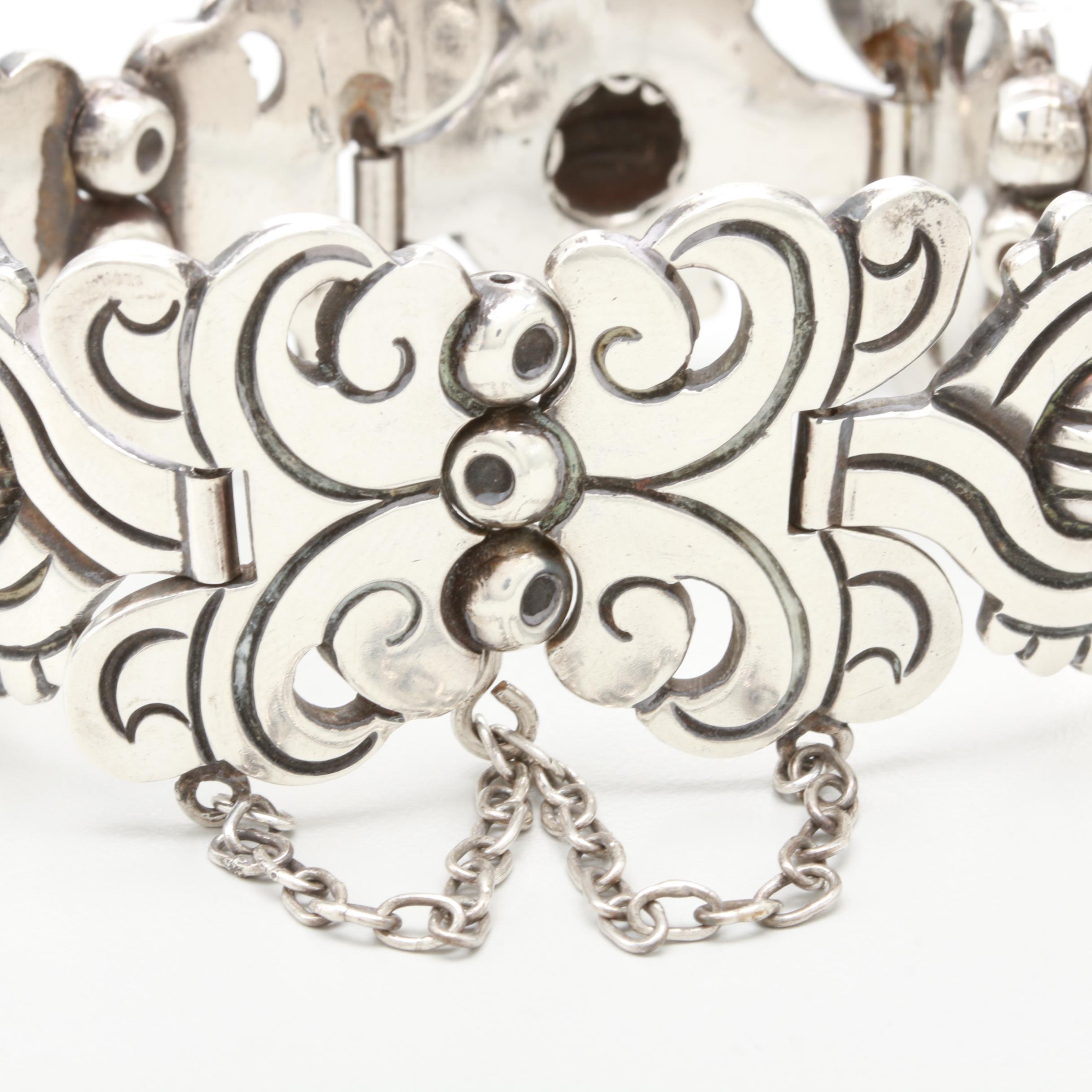 Circa 1940s Hector Aguilar 940 Silver Bracelet