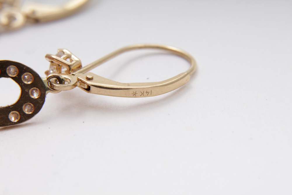 14K Yellow Gold Diamond Infinity Earrings