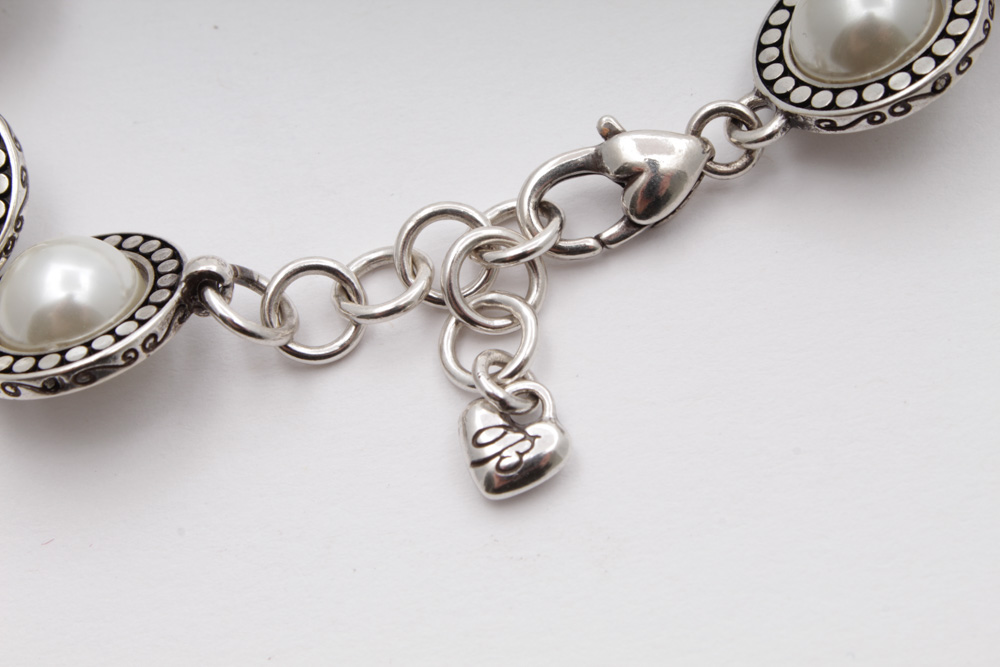 Brighton Imitation Pearl Silver Tone Bracelet