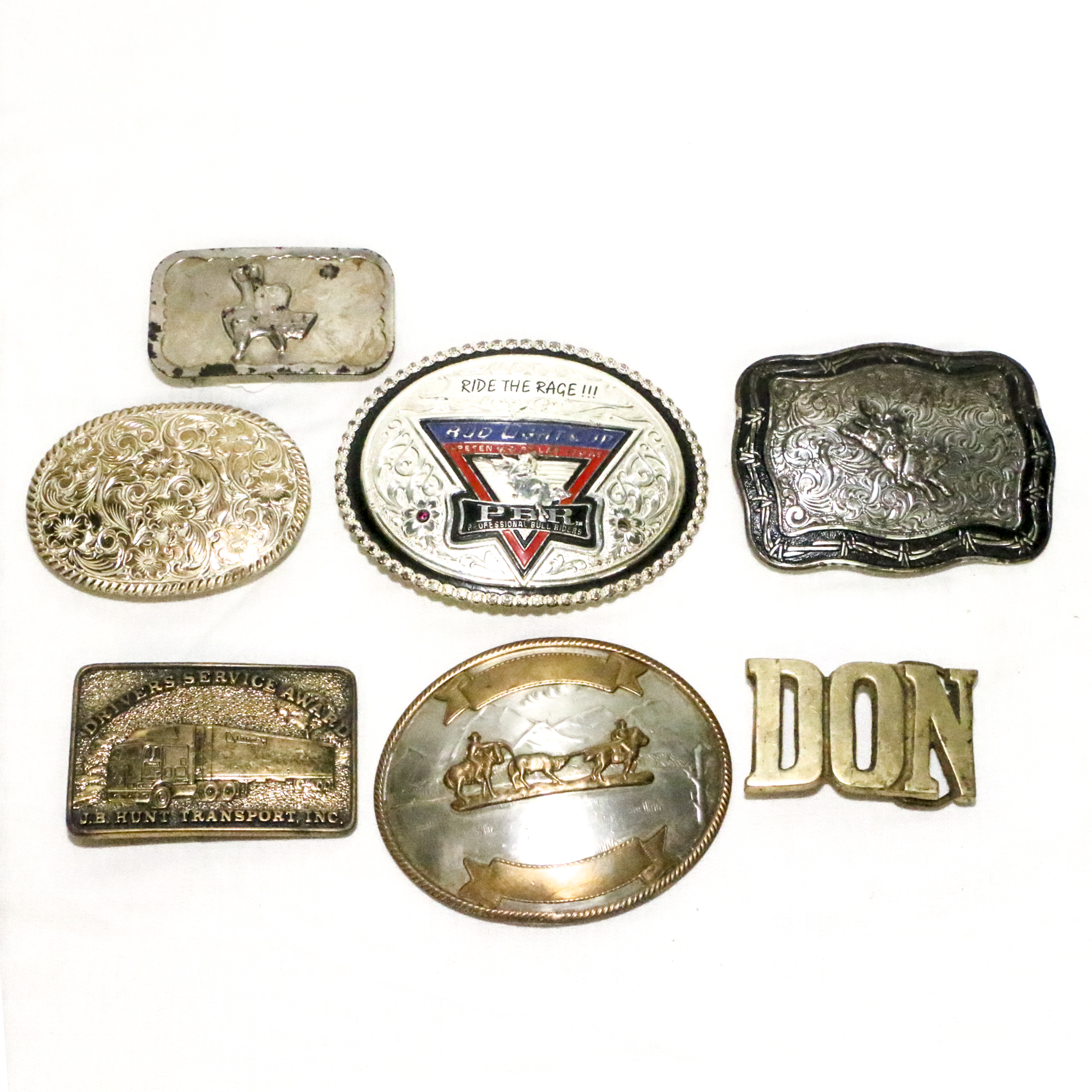 Vintage Belt Buckles including Montana Silversmiths, Brass and Bronze