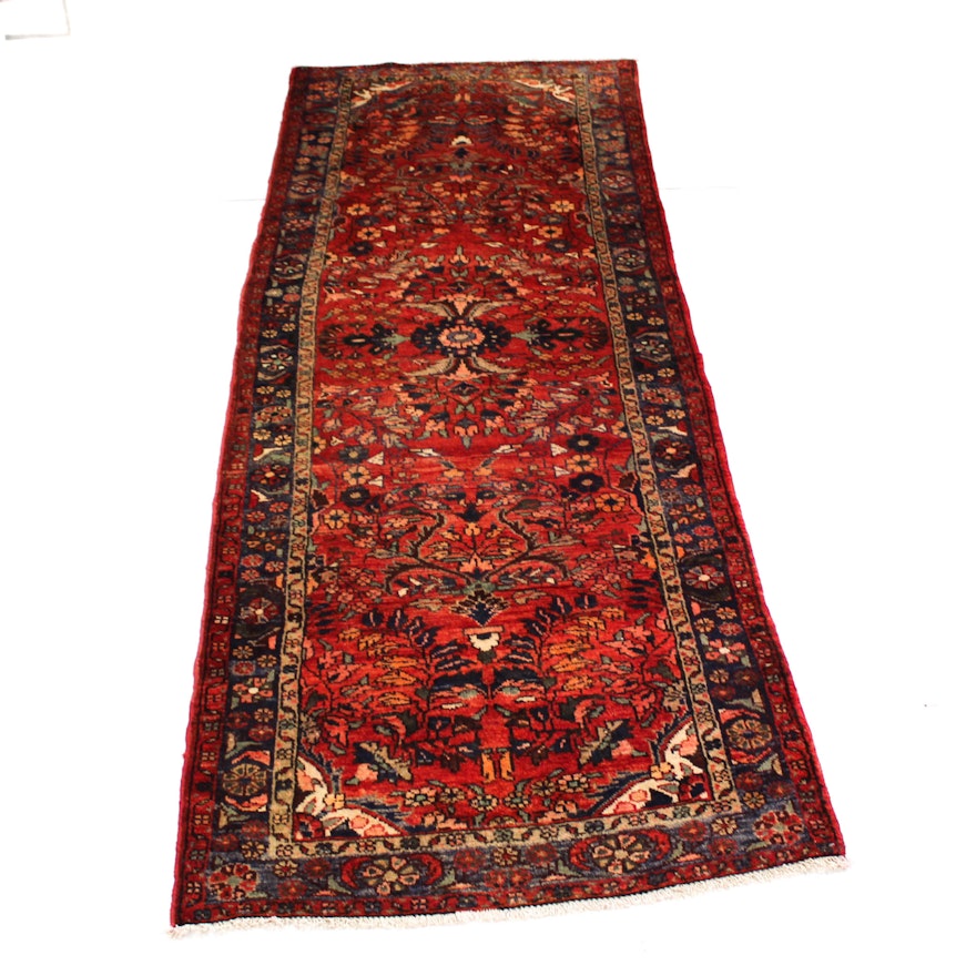 3'6 x 9'9 Semi-Antique Hand-Knotted Persian Lilihan Carpet Runner