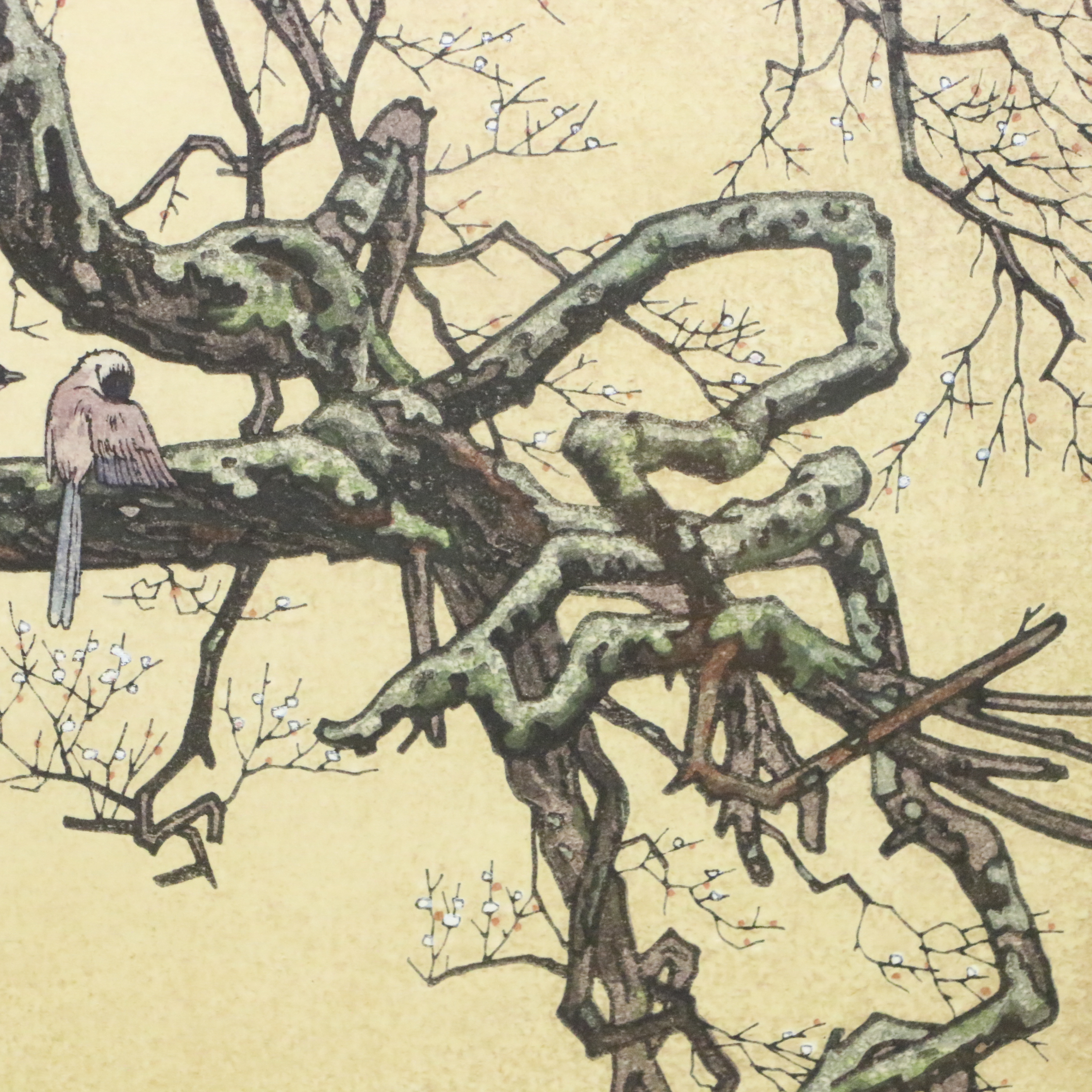 Tōshi Yoshida Woodblock "Plum Tree and Blue Magpie"