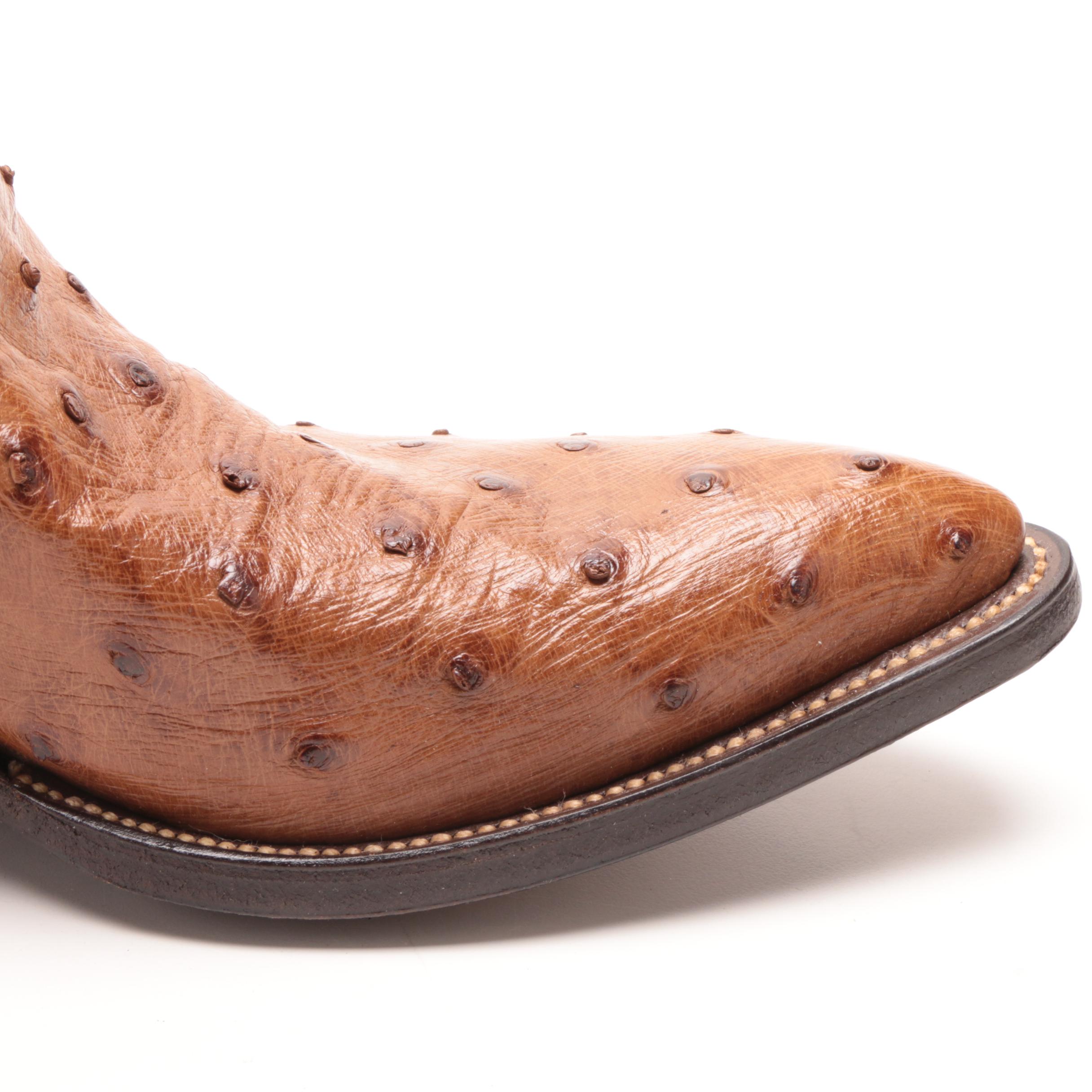 Men's Nocona Alligator and Ostrich Skin and Leather Cowboy Boots