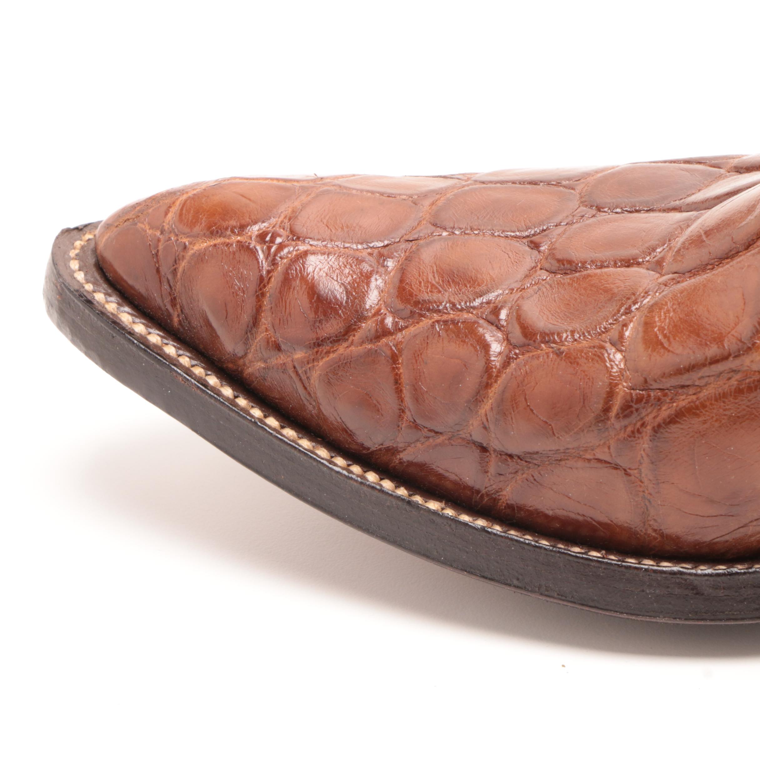 Men's Nocona Alligator and Ostrich Skin and Leather Cowboy Boots