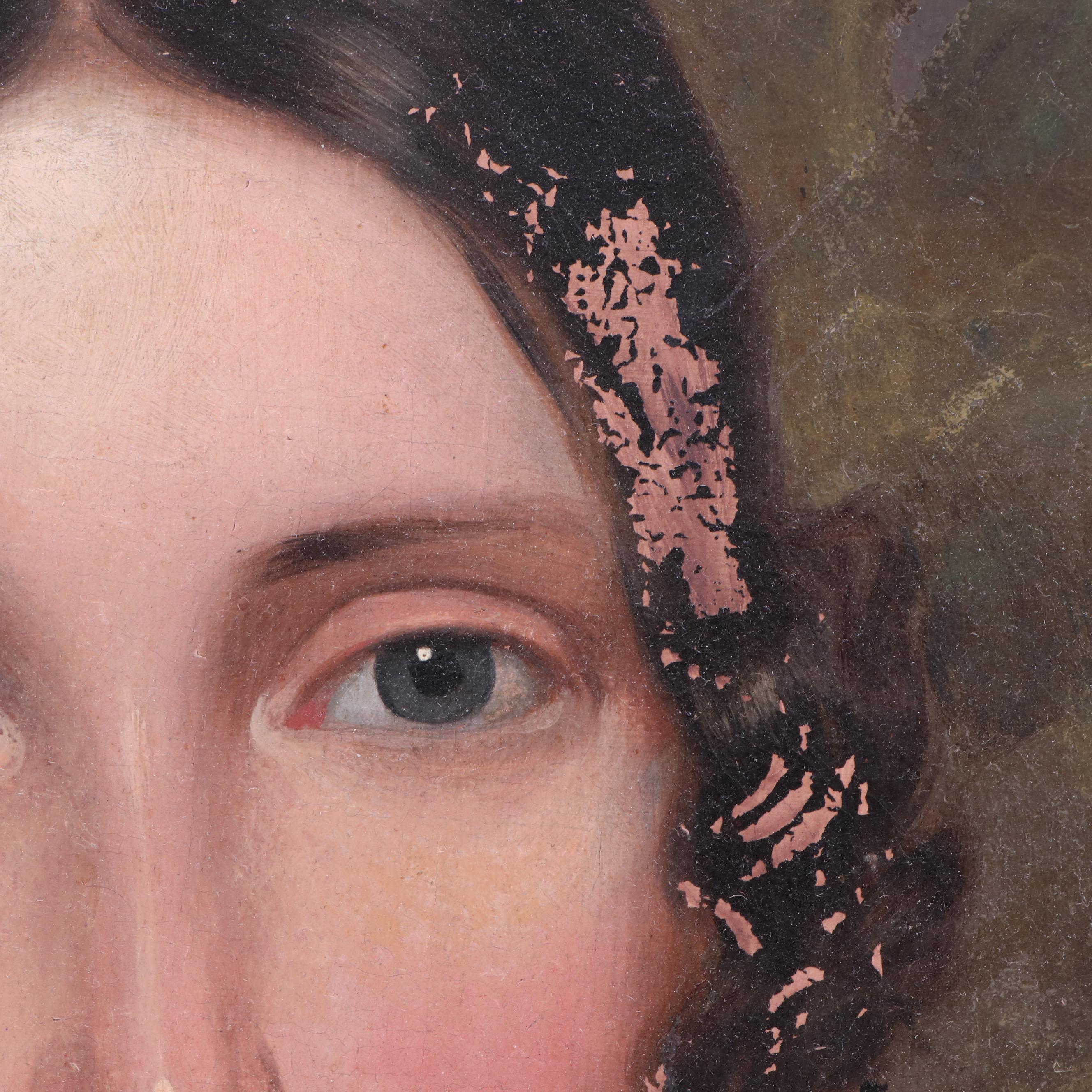 19th Century Portrait Oil Painting of a Widow