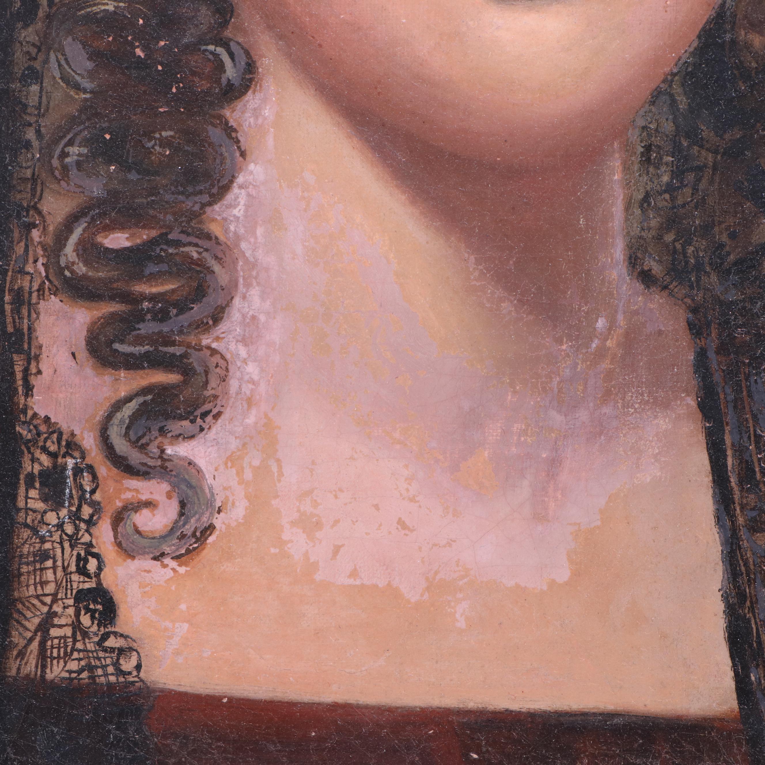 19th Century Portrait Oil Painting of a Widow