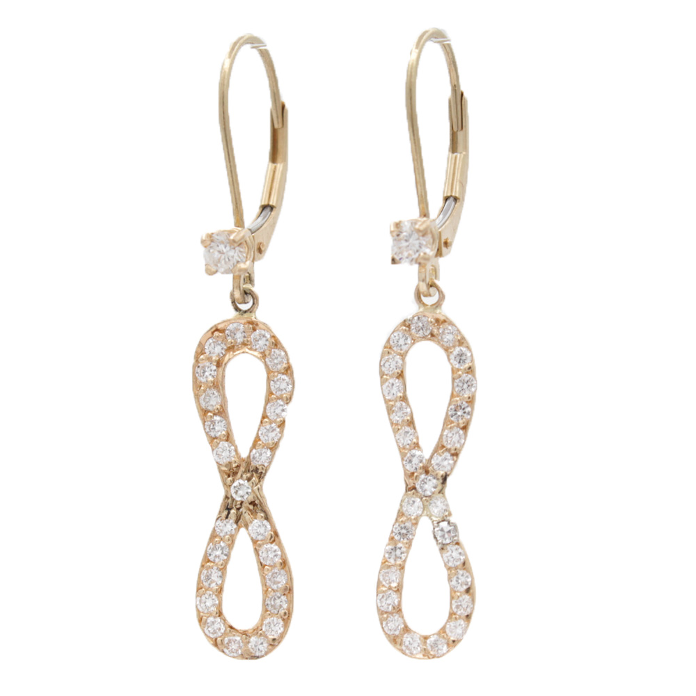 14K Yellow Gold Diamond Infinity Earrings