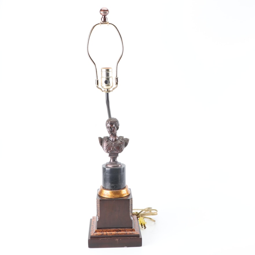 Frederick Cooper Julius Caesar Bronze Tone Bust Table Lamp