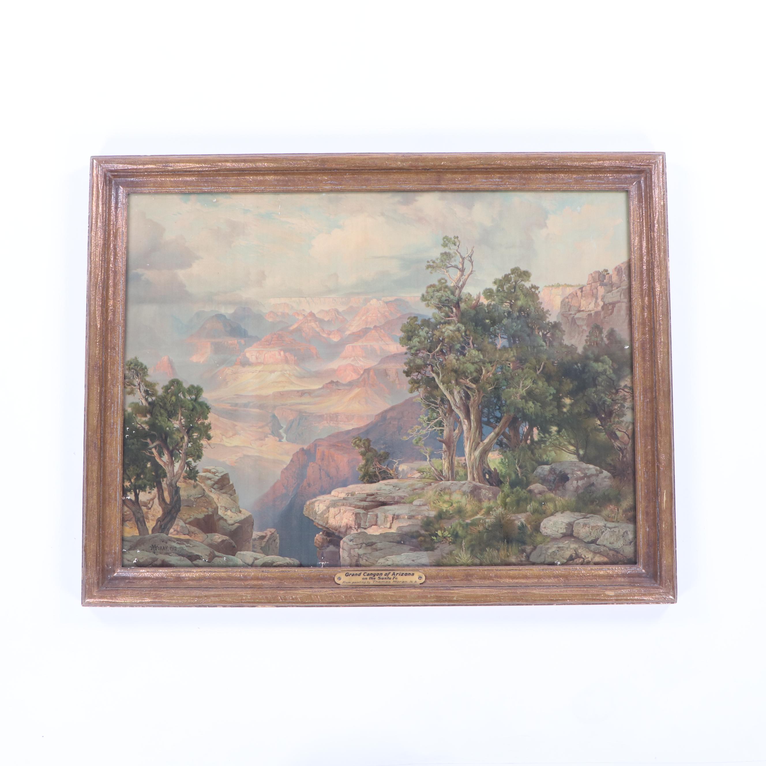 Offset Lithograph after Thomas Moran "Grand Canyon of Arizona on the Santa Fe"