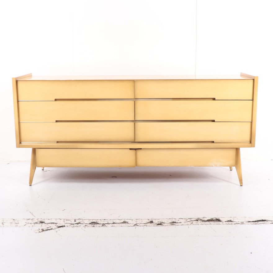 Mid Century Modern Veneered Low Chest of Drawers, Mid-20th Century