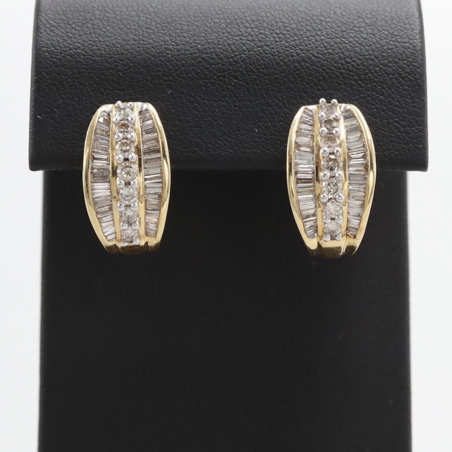 14K Yellow Gold 1.75 CTW Diamond Earrings