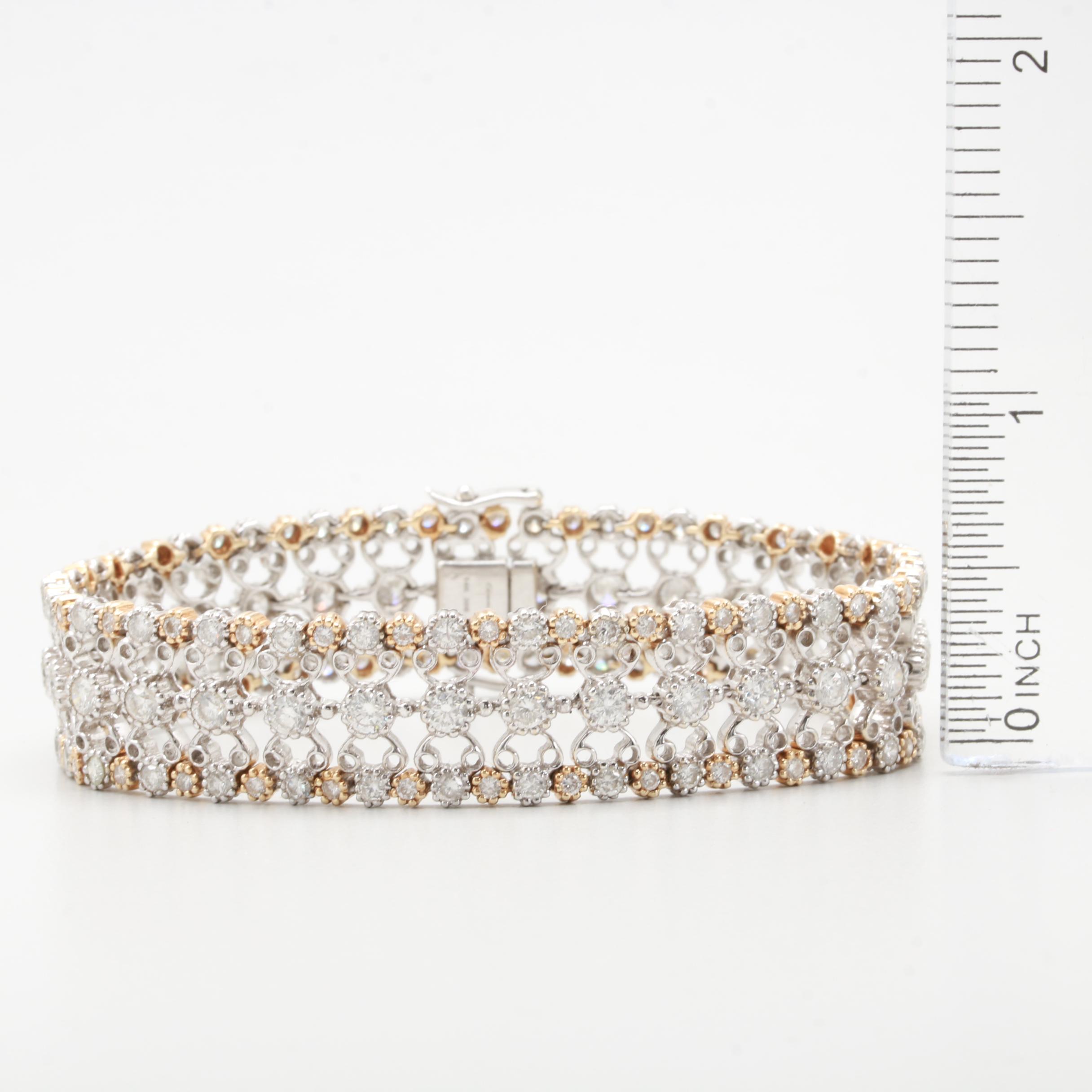 Ciemme Jewels Limited 14K White and Yellow Gold 5.88 CTW Diamond Bracelet