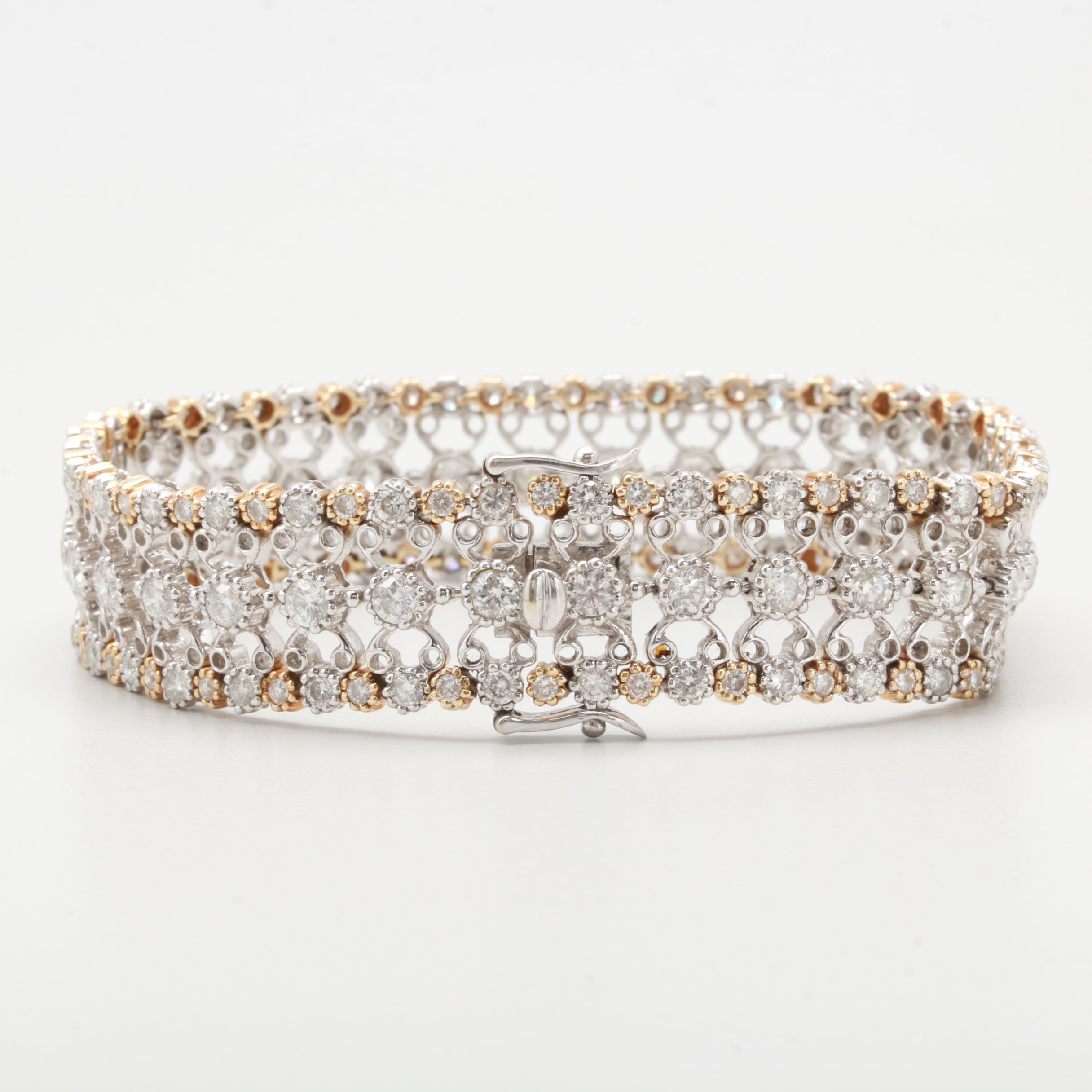 Ciemme Jewels Limited 14K White and Yellow Gold 5.88 CTW Diamond Bracelet