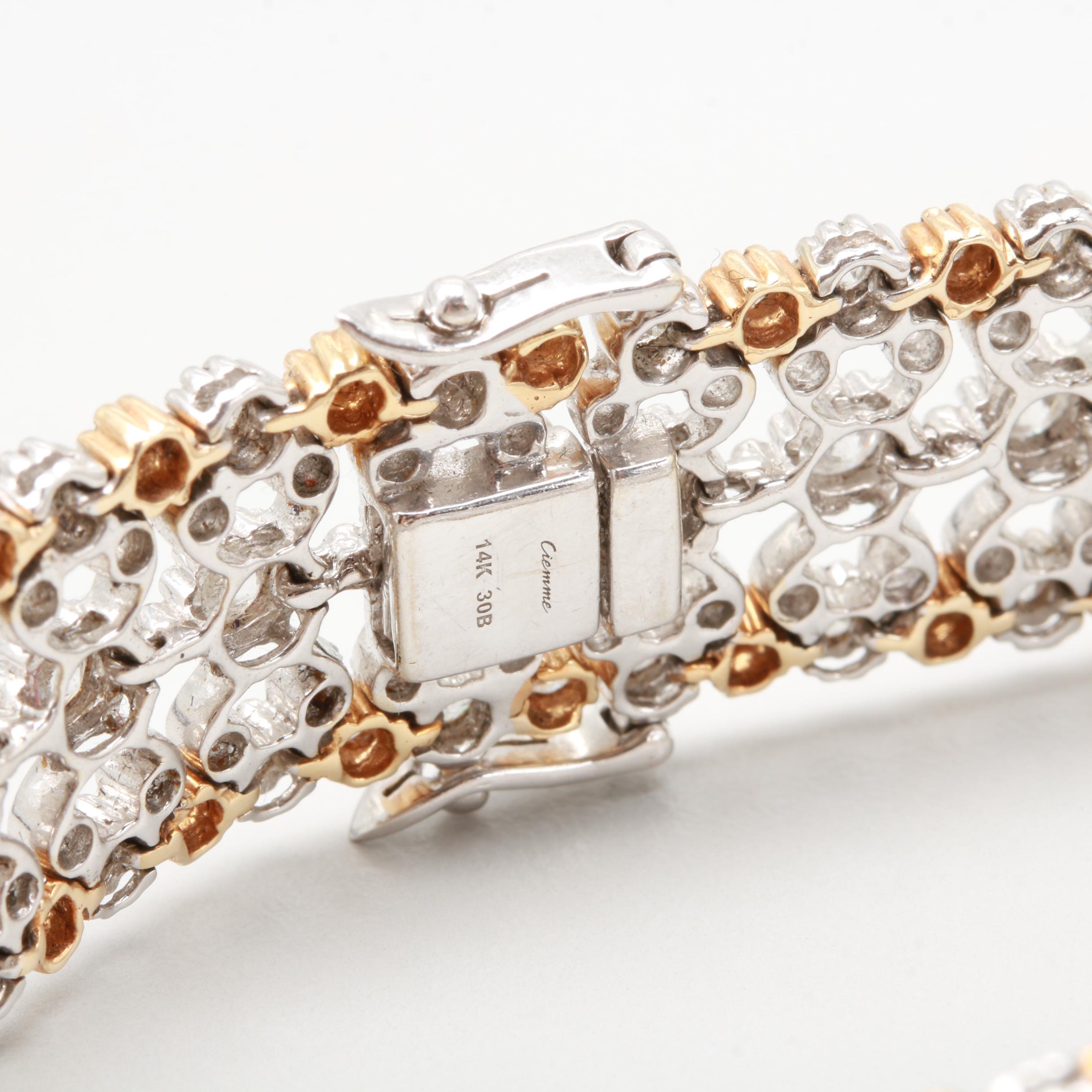 Ciemme Jewels Limited 14K White and Yellow Gold 5.88 CTW Diamond Bracelet
