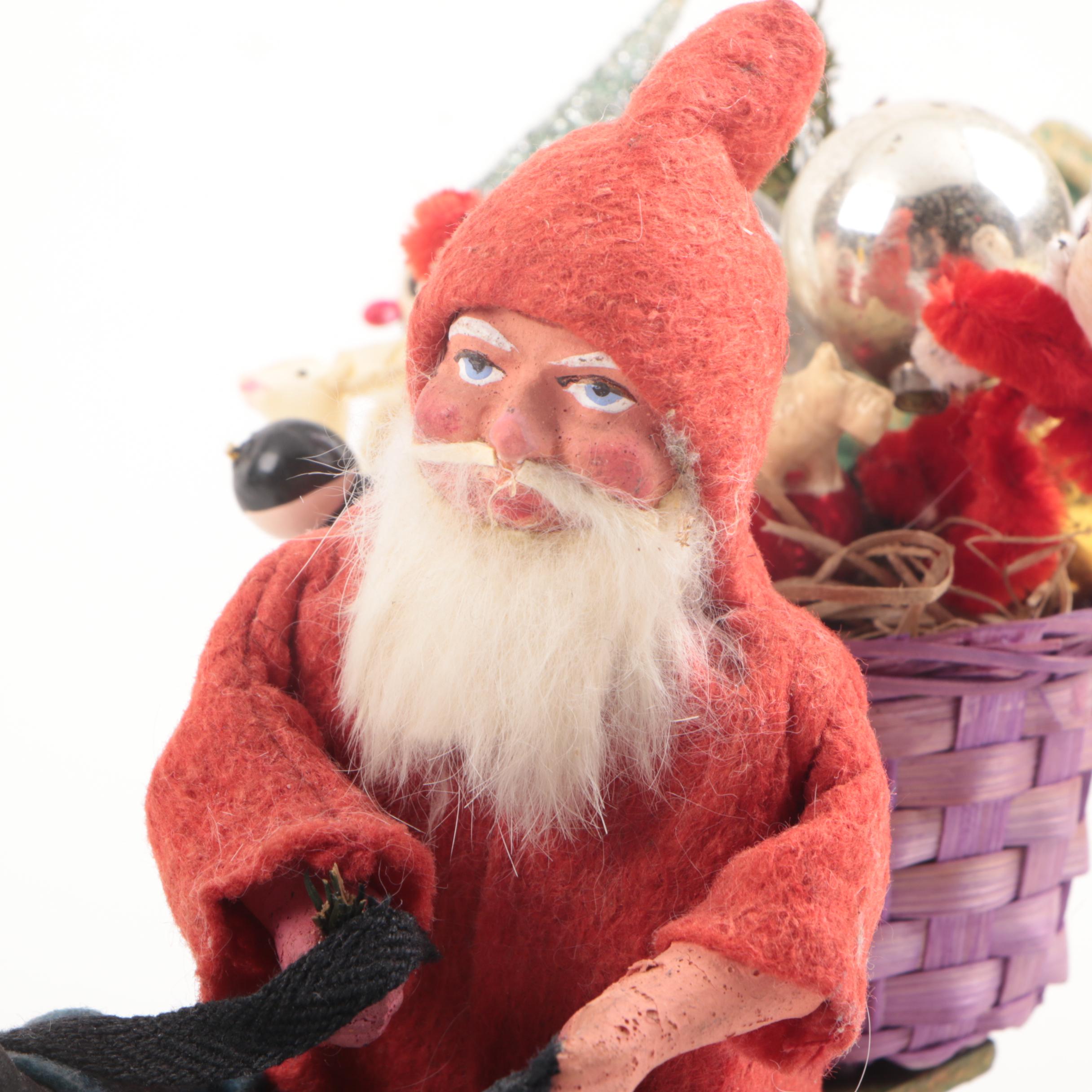 Antique German Christmas Belsnickle on Horse Drawn Sleigh