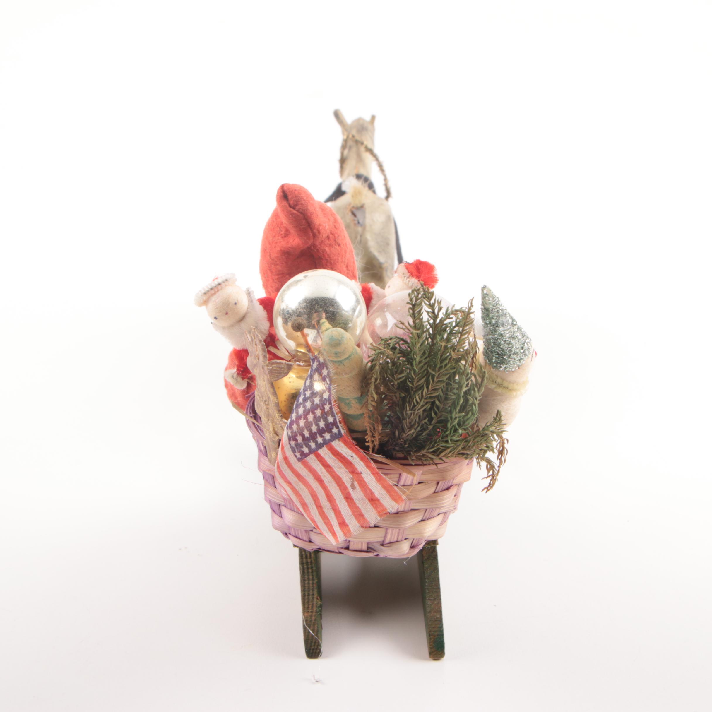 Antique German Christmas Belsnickle on Horse Drawn Sleigh