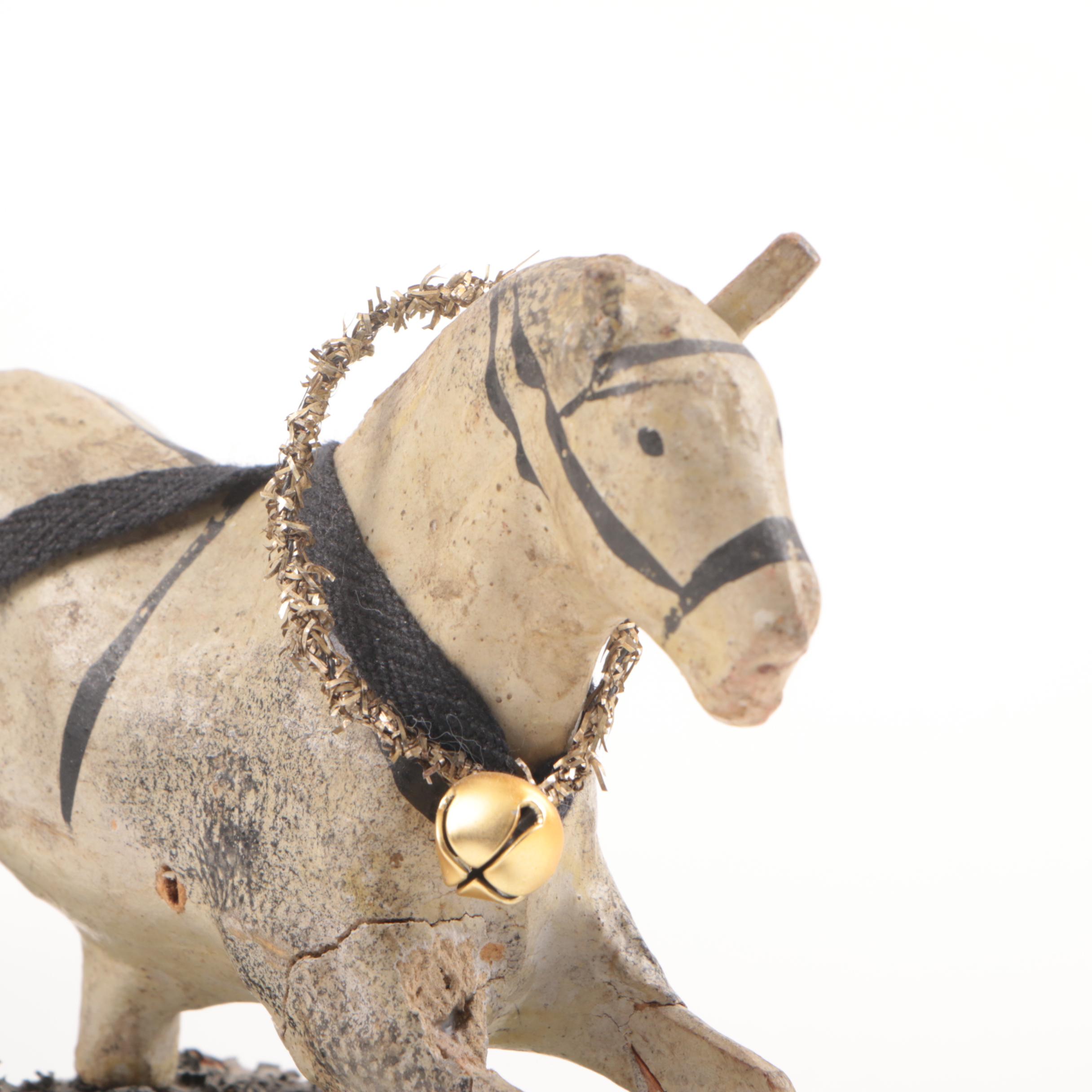 Antique German Christmas Belsnickle on Horse Drawn Sleigh