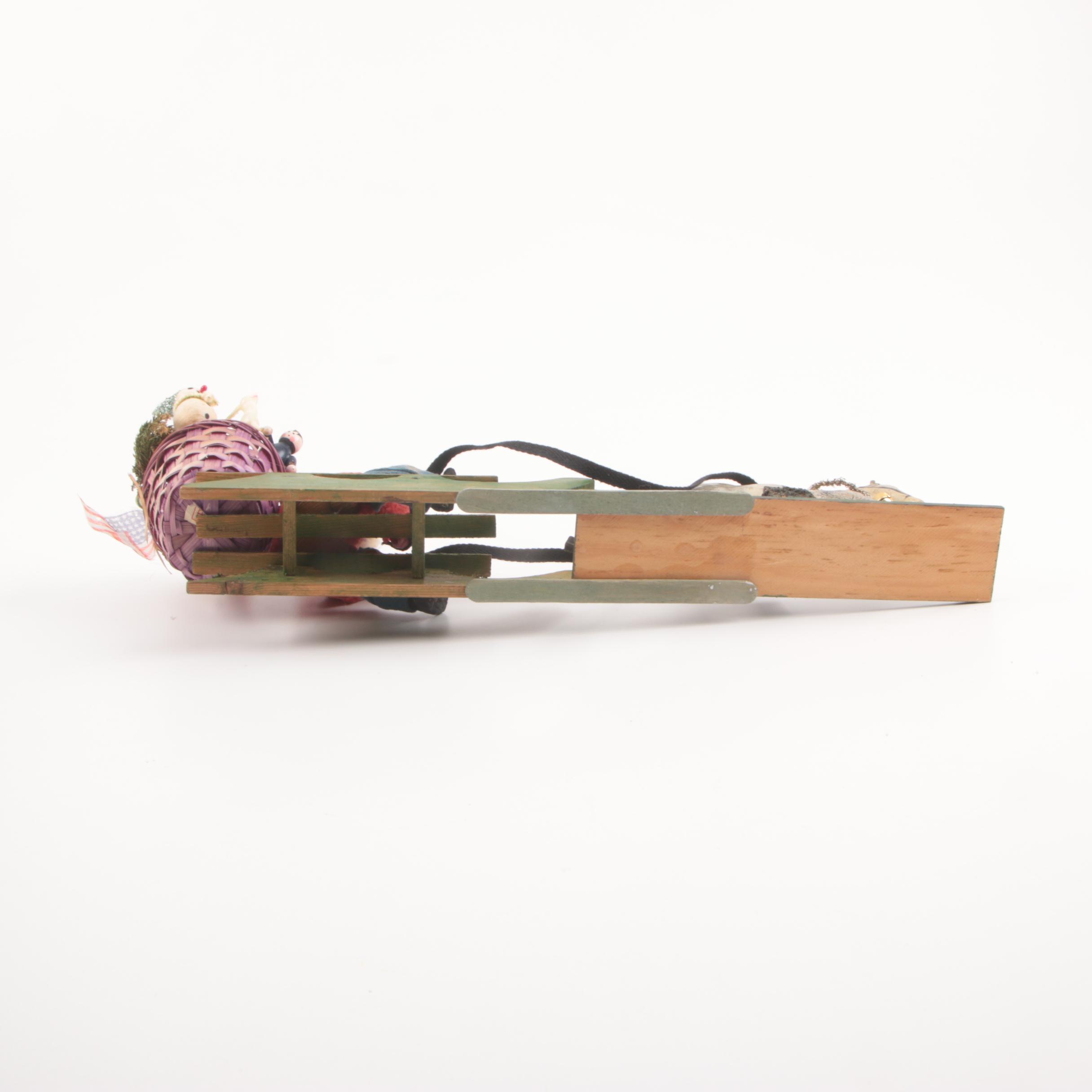 Antique German Christmas Belsnickle on Horse Drawn Sleigh