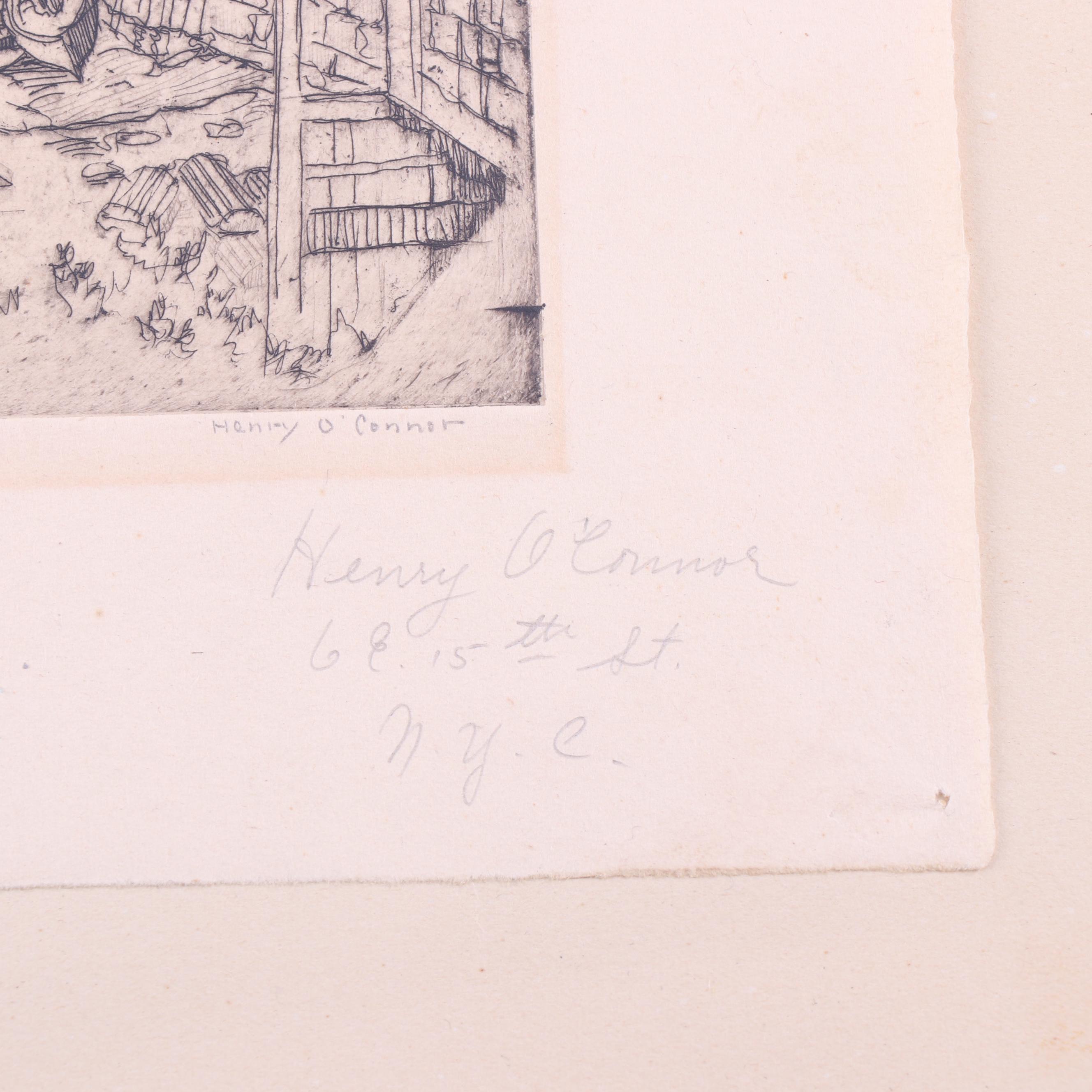 Henry O'Connor Etching of Gloucester Dock