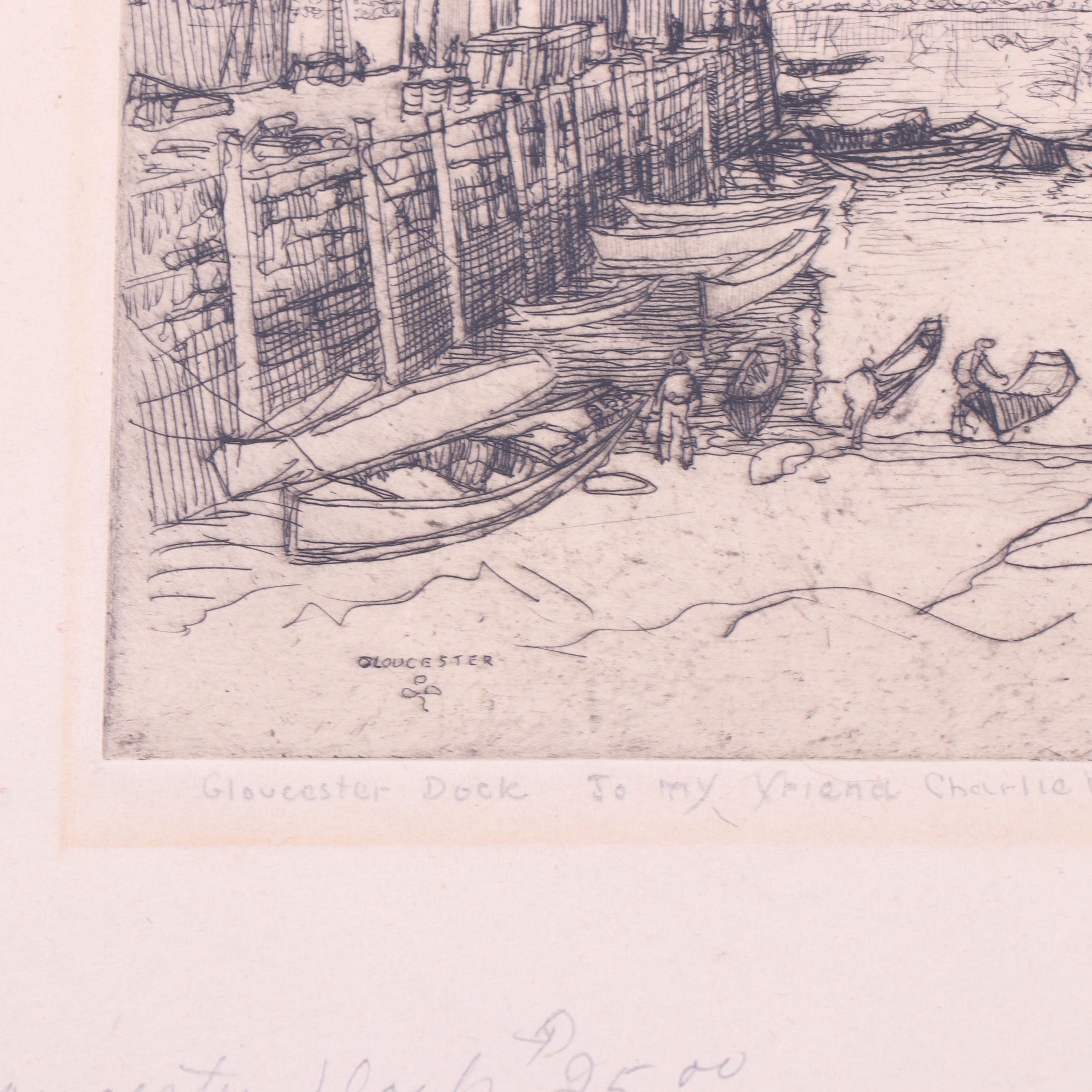 Henry O'Connor Etching of Gloucester Dock
