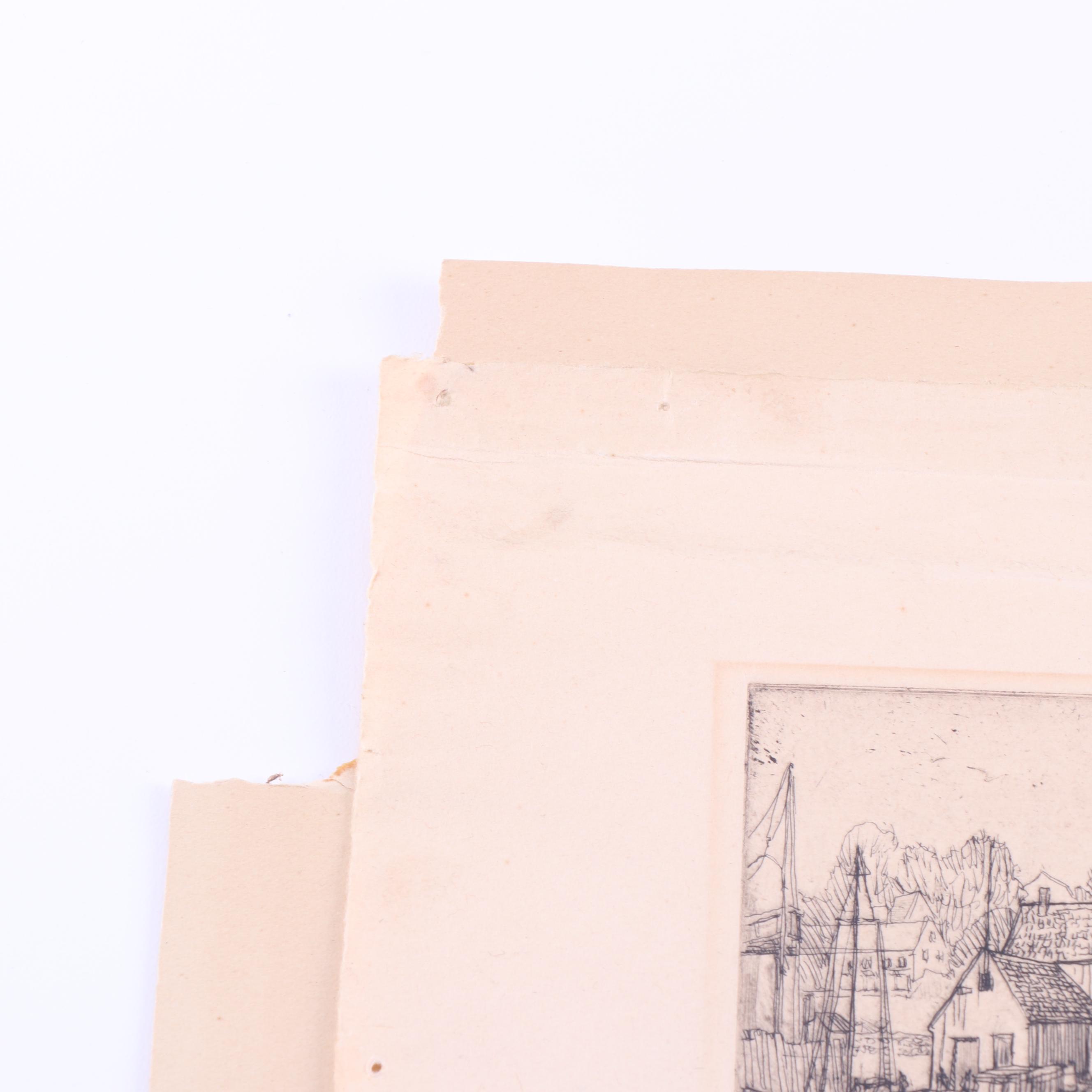 Henry O'Connor Etching of Gloucester Dock