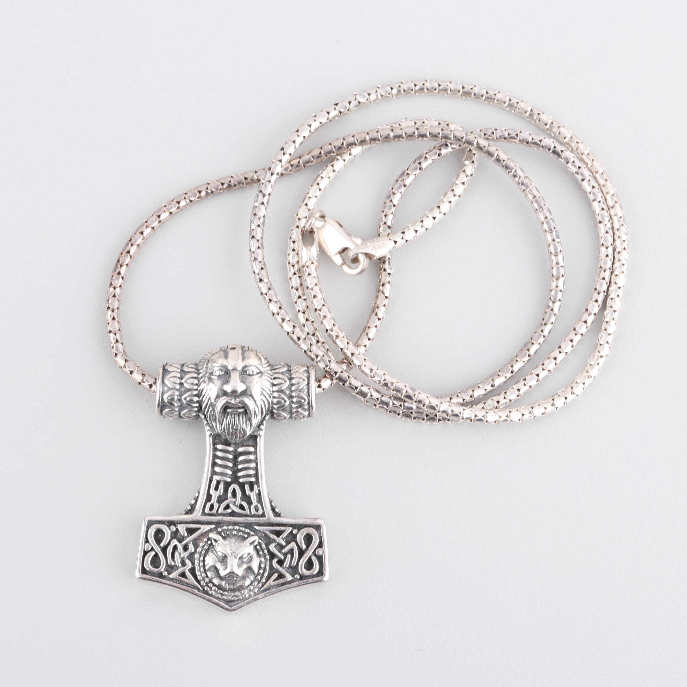 Sterling Silver Nordic Style Pendant Necklace