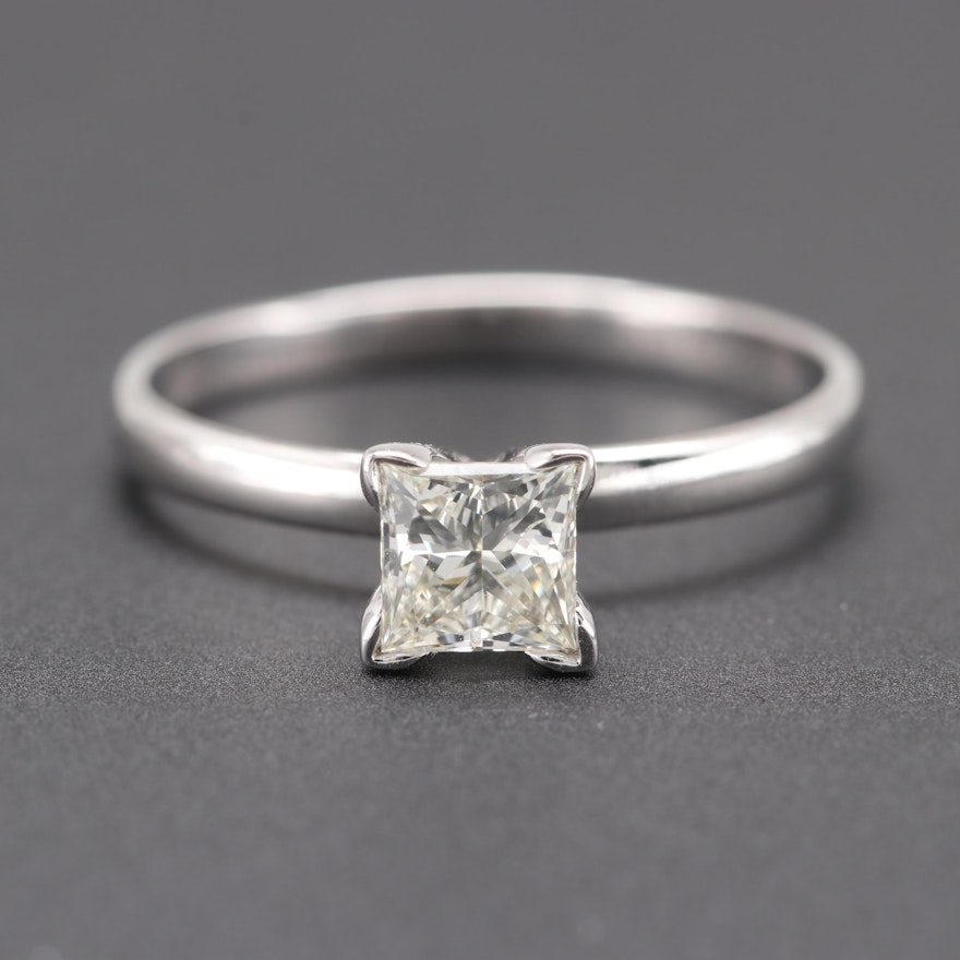 14K White Gold Diamond Solitaire Ring