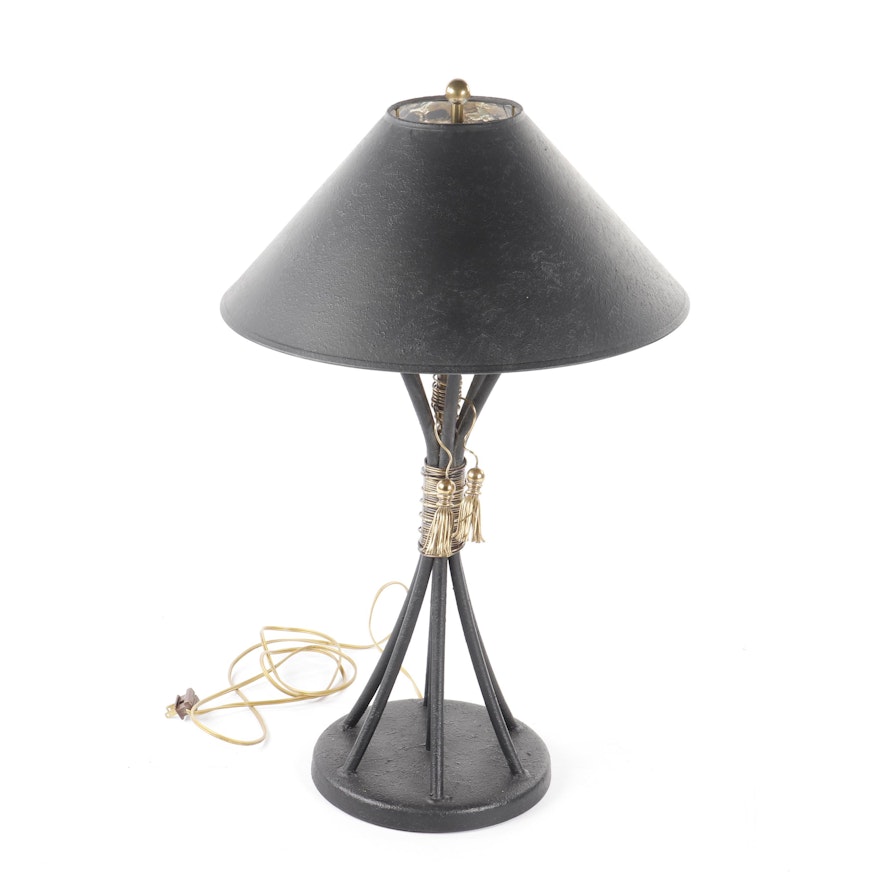 Wire Wrapped Metal Bar Table Lamp