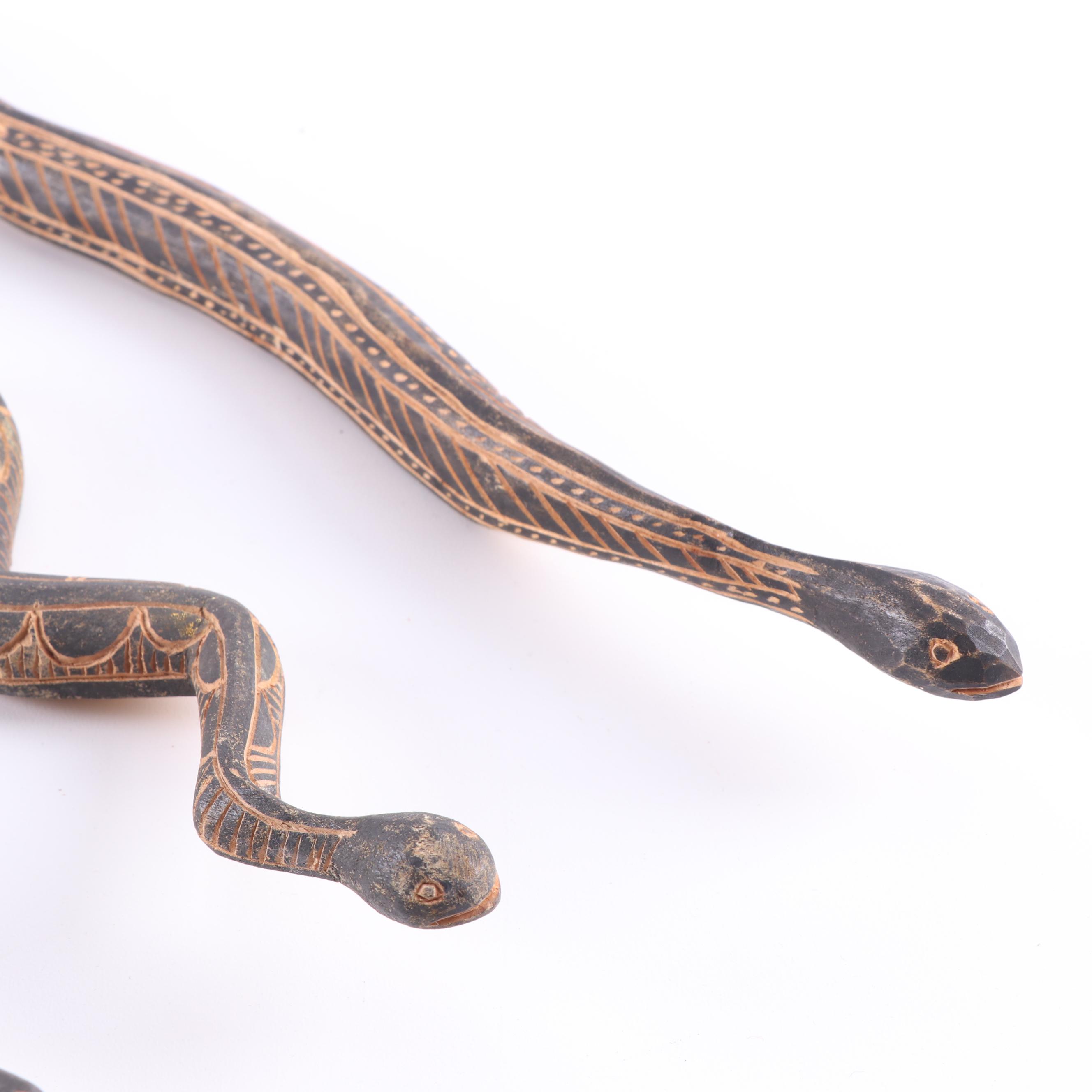 Folk Art Carved Wooden Snakes