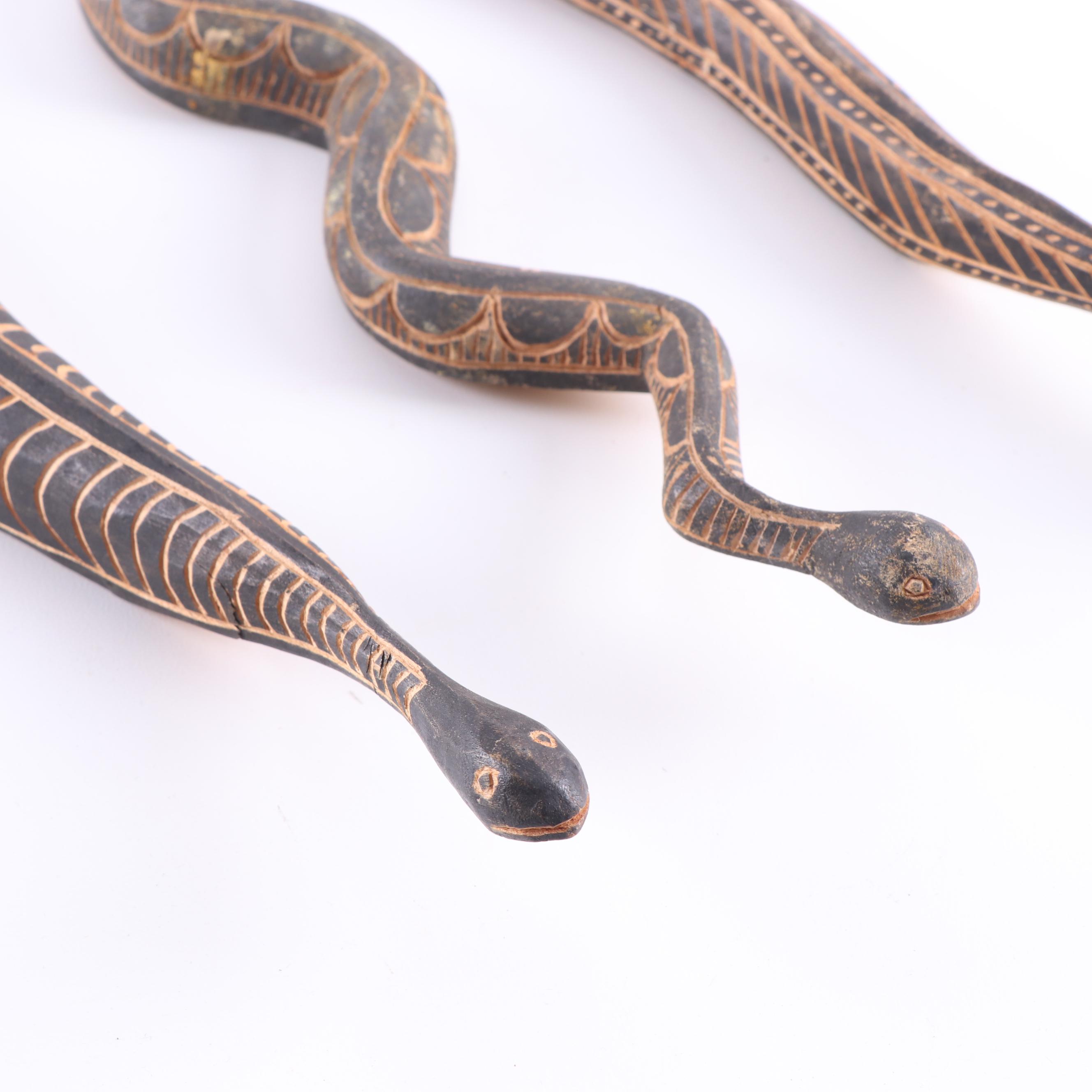 Folk Art Carved Wooden Snakes