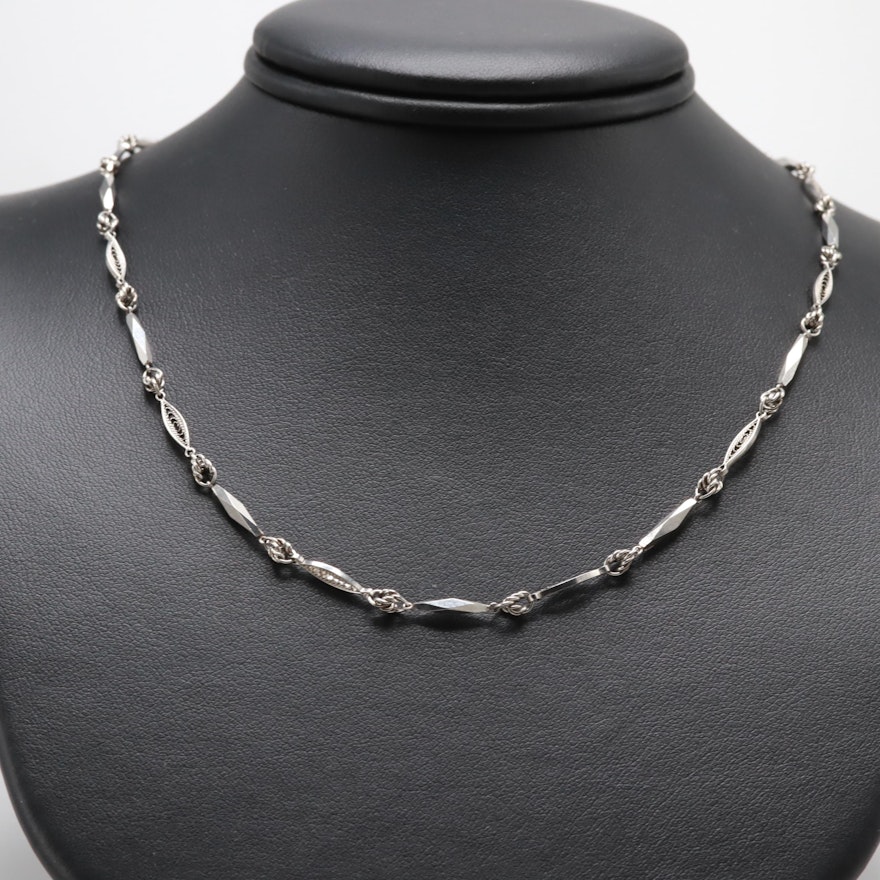 Platinum Fancy Chain Link Necklace