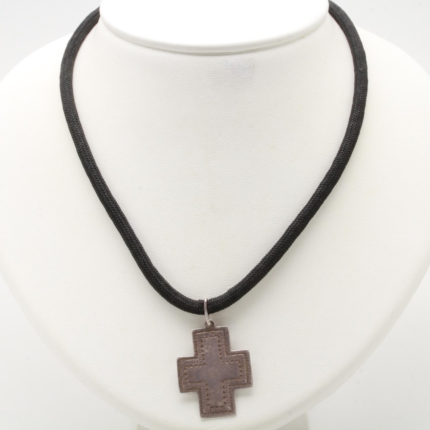 Sterling Silver Cord Cross Necklace
