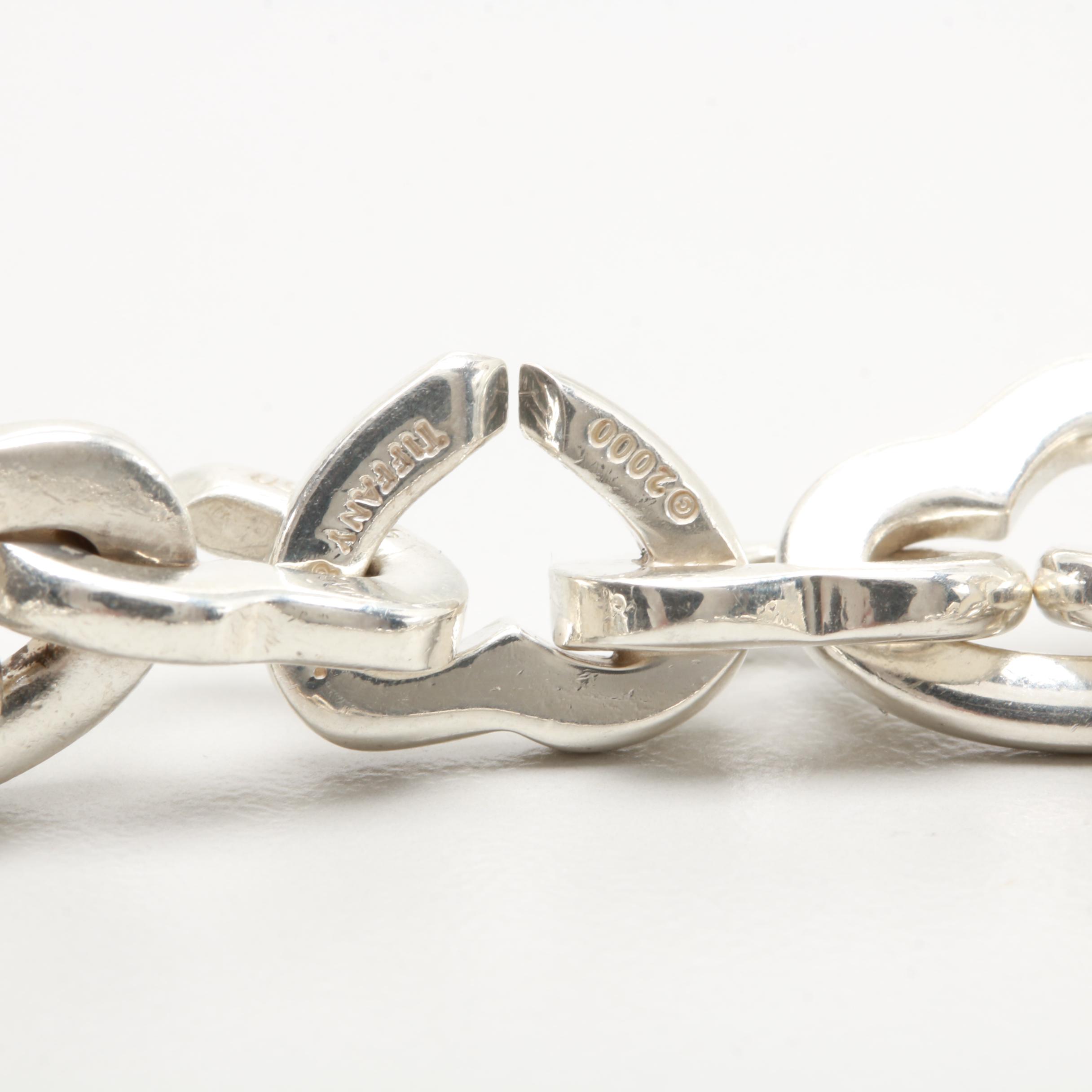 Tiffany & Co. Sterling Silver and 18K Yellow Gold Heart Link Necklace