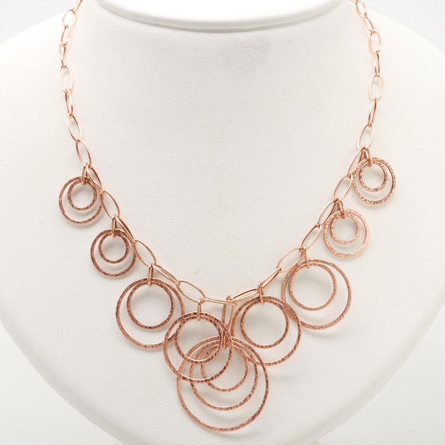 14K Rose Gold Fancy Chain Link Necklace