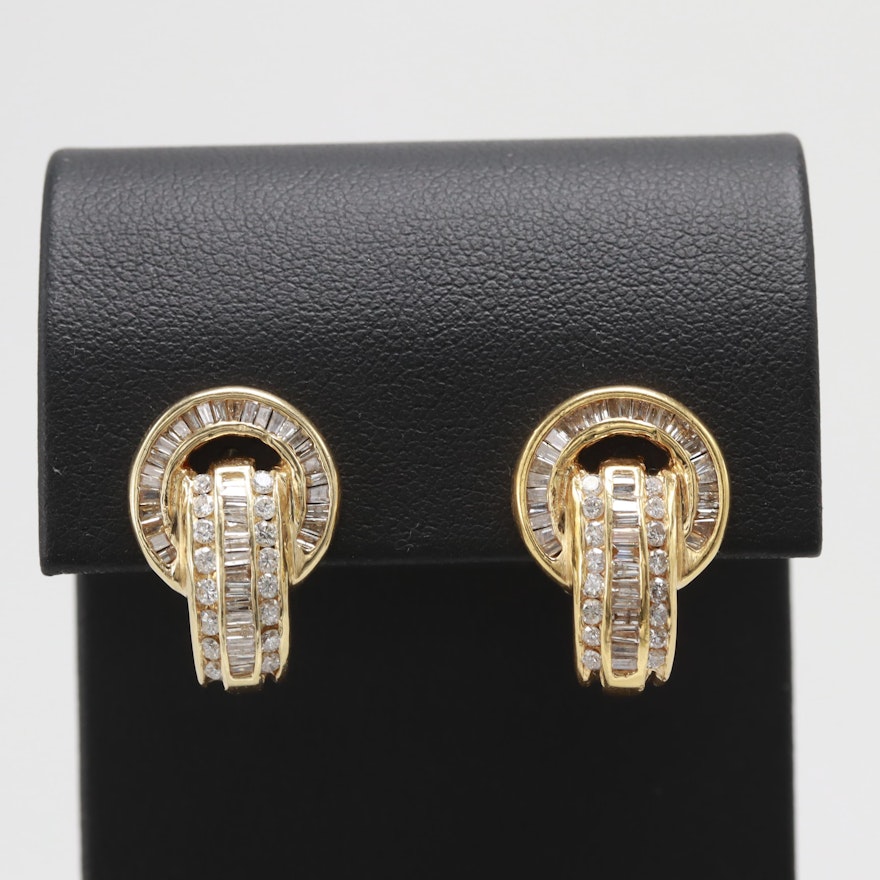 18K Yellow Gold 1.90 CTW Diamond Earrings