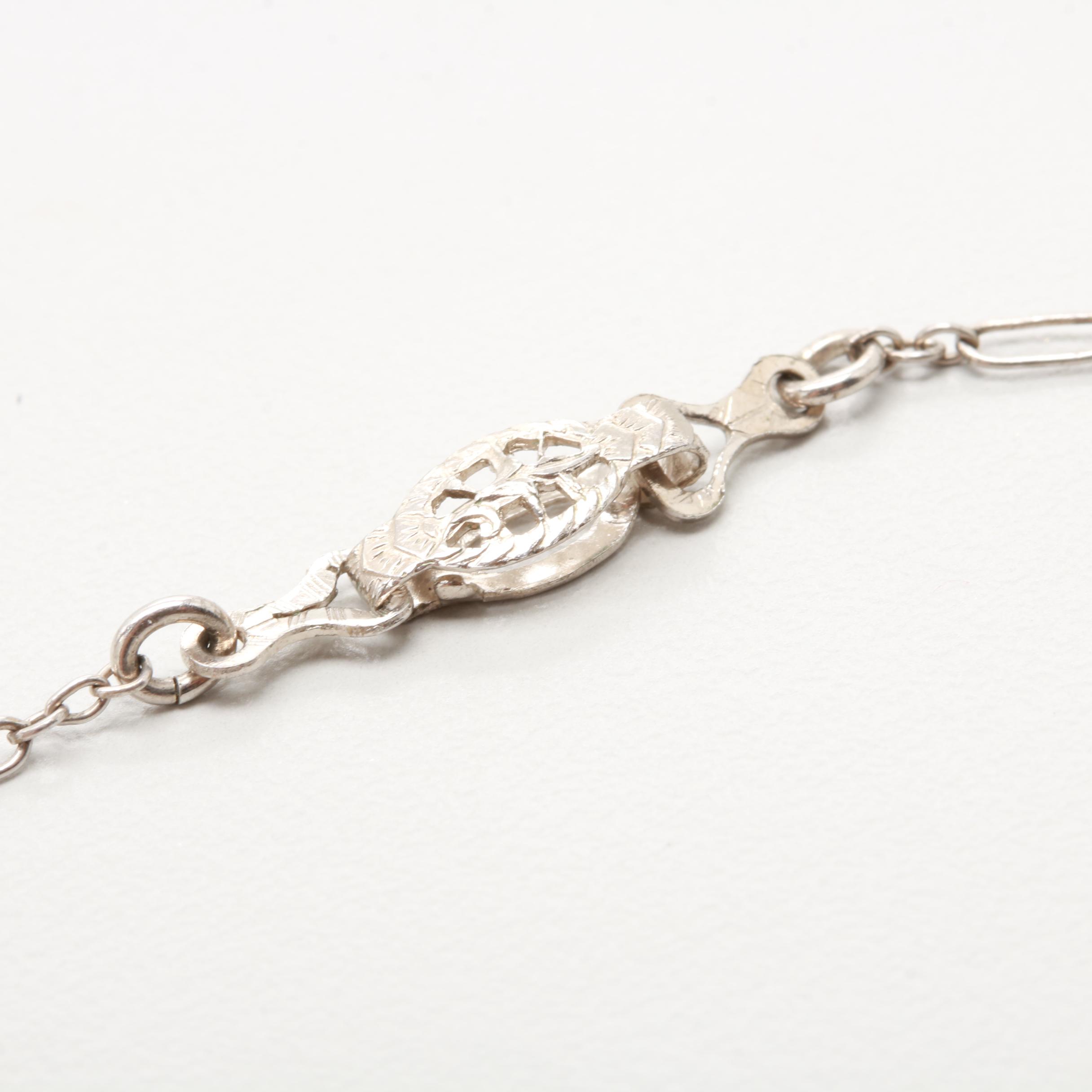 1930s Silver Tone Blue Topaz Necklace