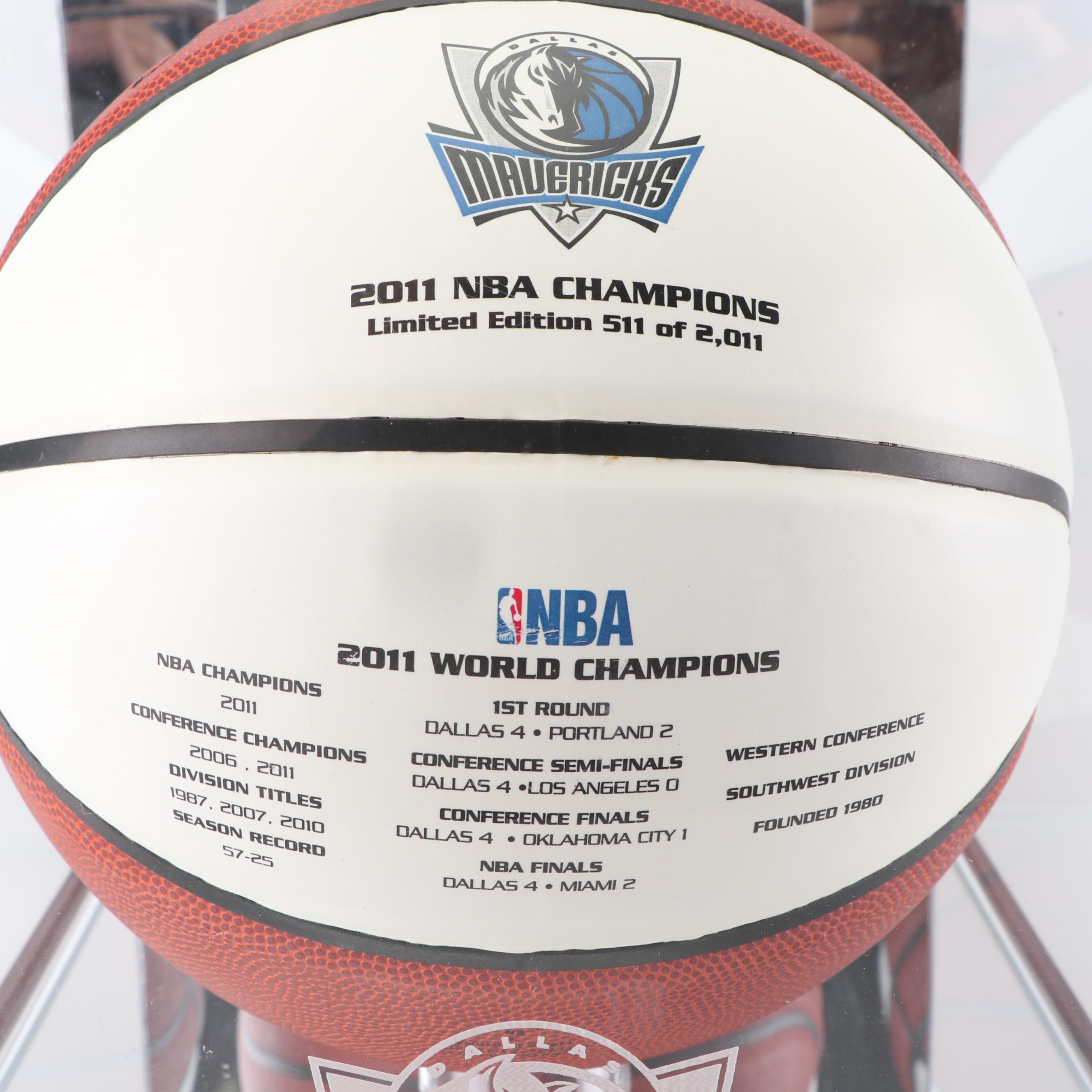 Dallas Mavericks 2011 NBA Championship Commemorative Basketball in Case
