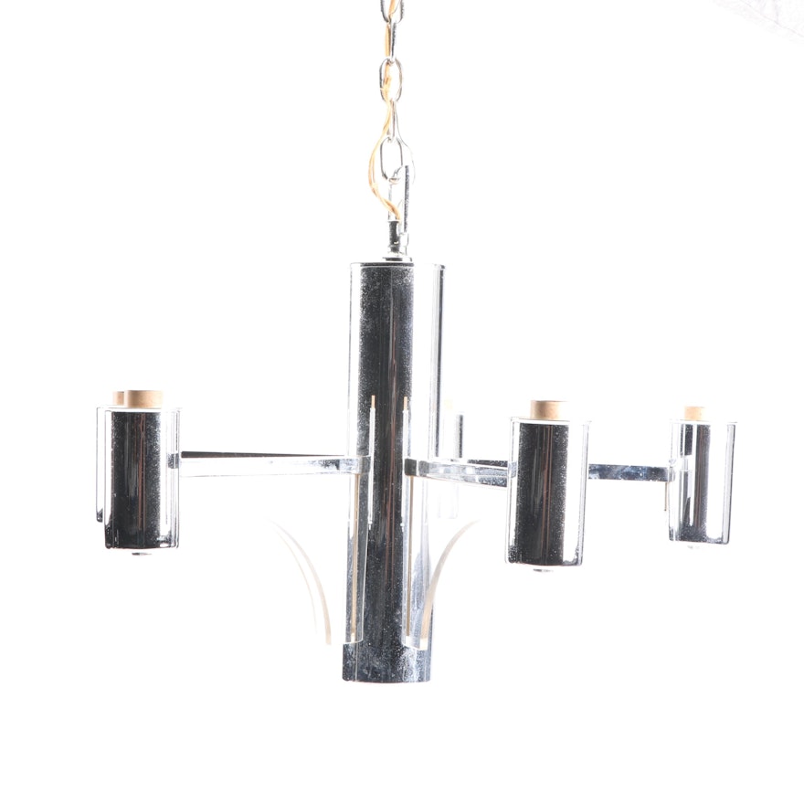 Mid-Century Modern Chrome and Acrylic Chandelier