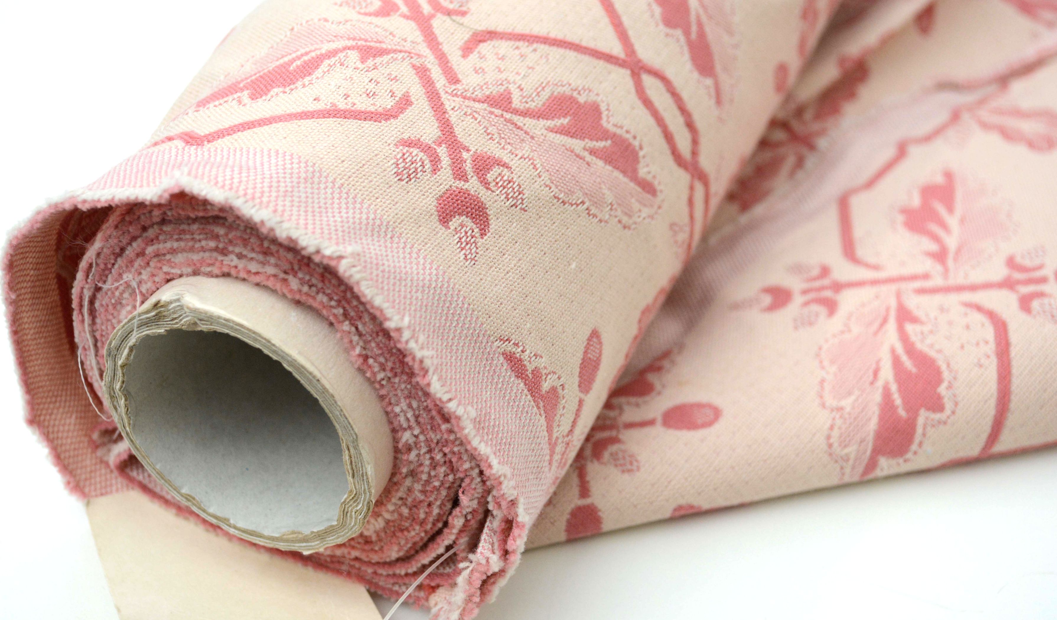 Brunschwig & FIls "Alicia" Woven Texture Pink and Cream Upholstery Fabric Bolt