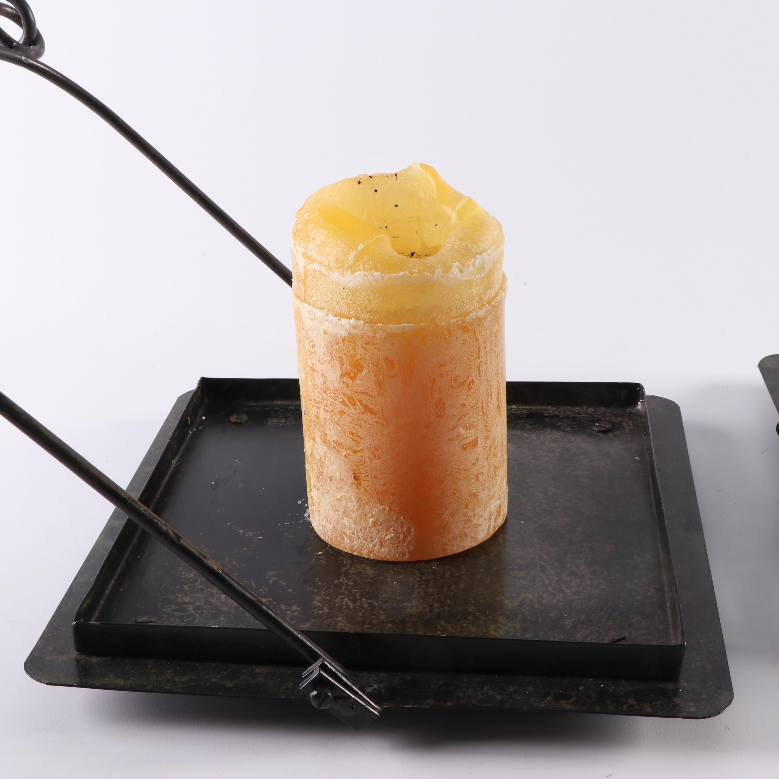 Pair of Metal and Glass Candle Lanterns