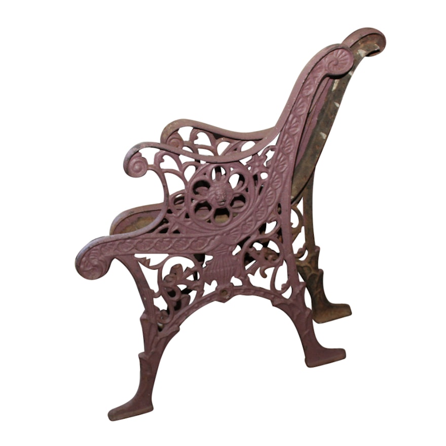 Rococo Revival Cast Iron Bench End Rails, Mid-19th Century