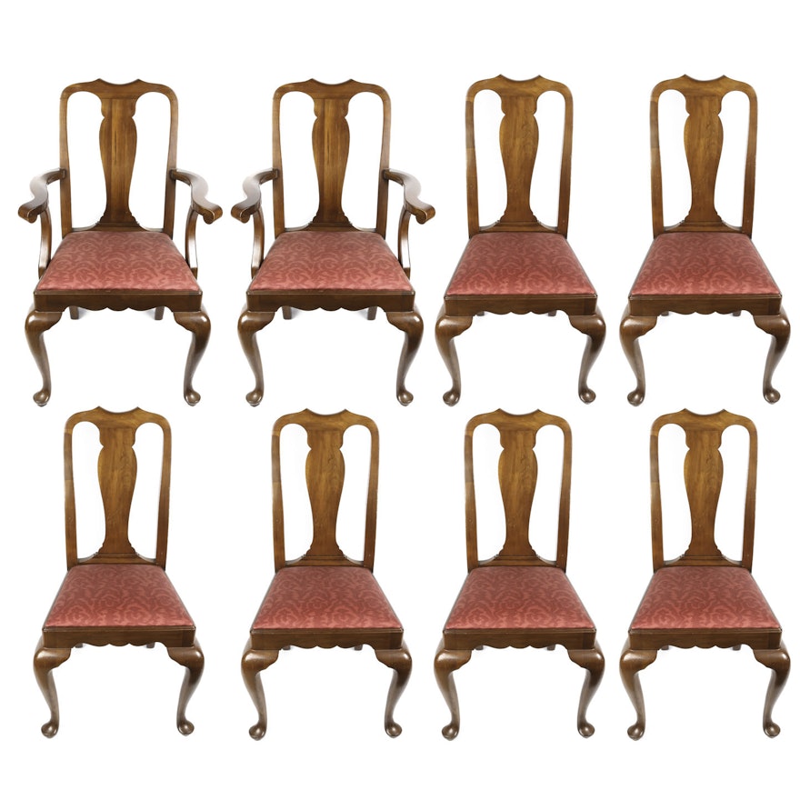 Federal Style Cherry Upholstered Dining Chairs by Henkel-Harris, 20th Century