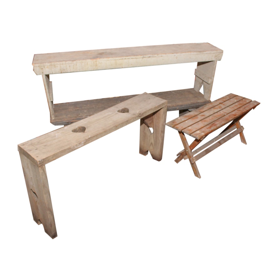 Four Wood Benches, 20th Century